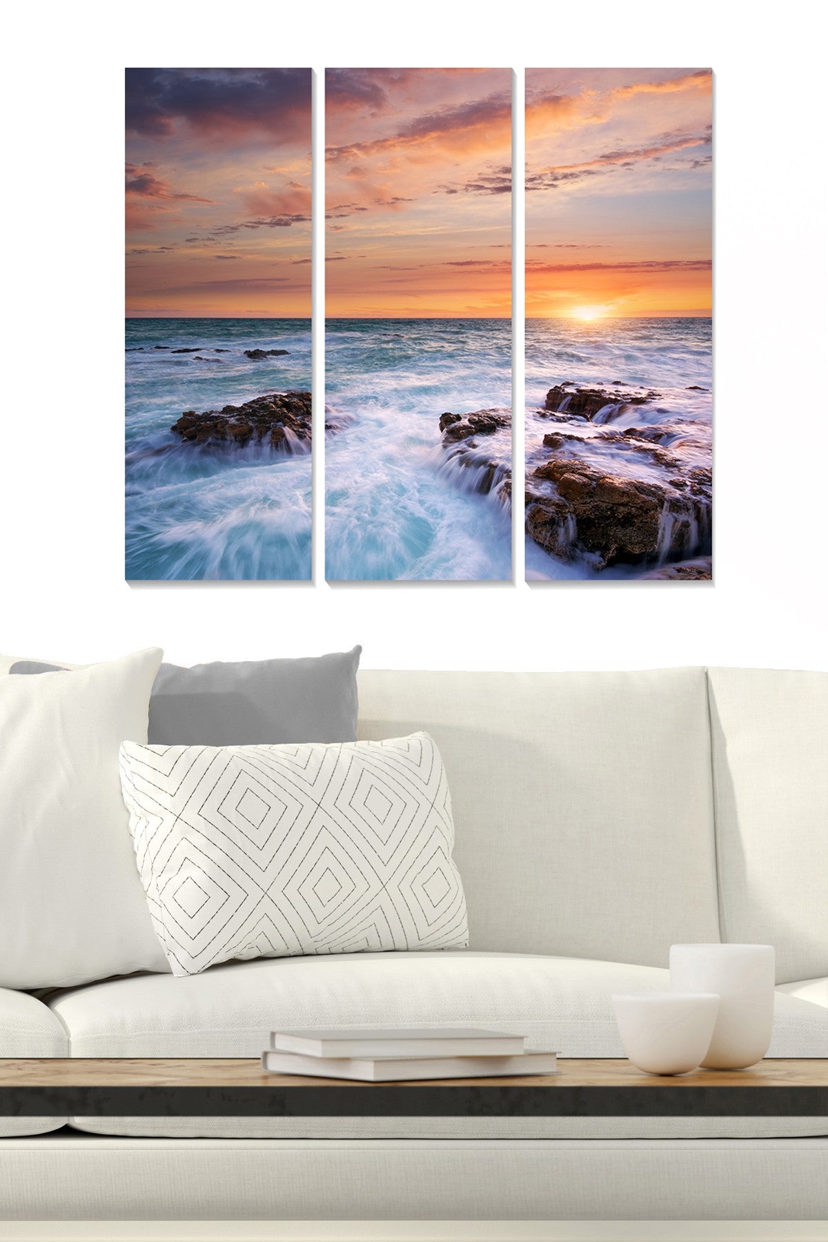 Conjunto de Quadros Decorativos em MDF Multicolor – 3 Peças (20x50 cm cada) – Tamanho Total 70x50 cm – Espessura 3 mm