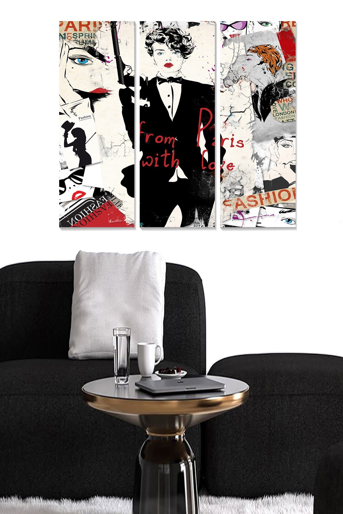 Quadro Decorativo em MDF Multicolor (3 Peças) – 20 x 50 cm cada, Total 70 x 50 cm, Espessura 3 mm