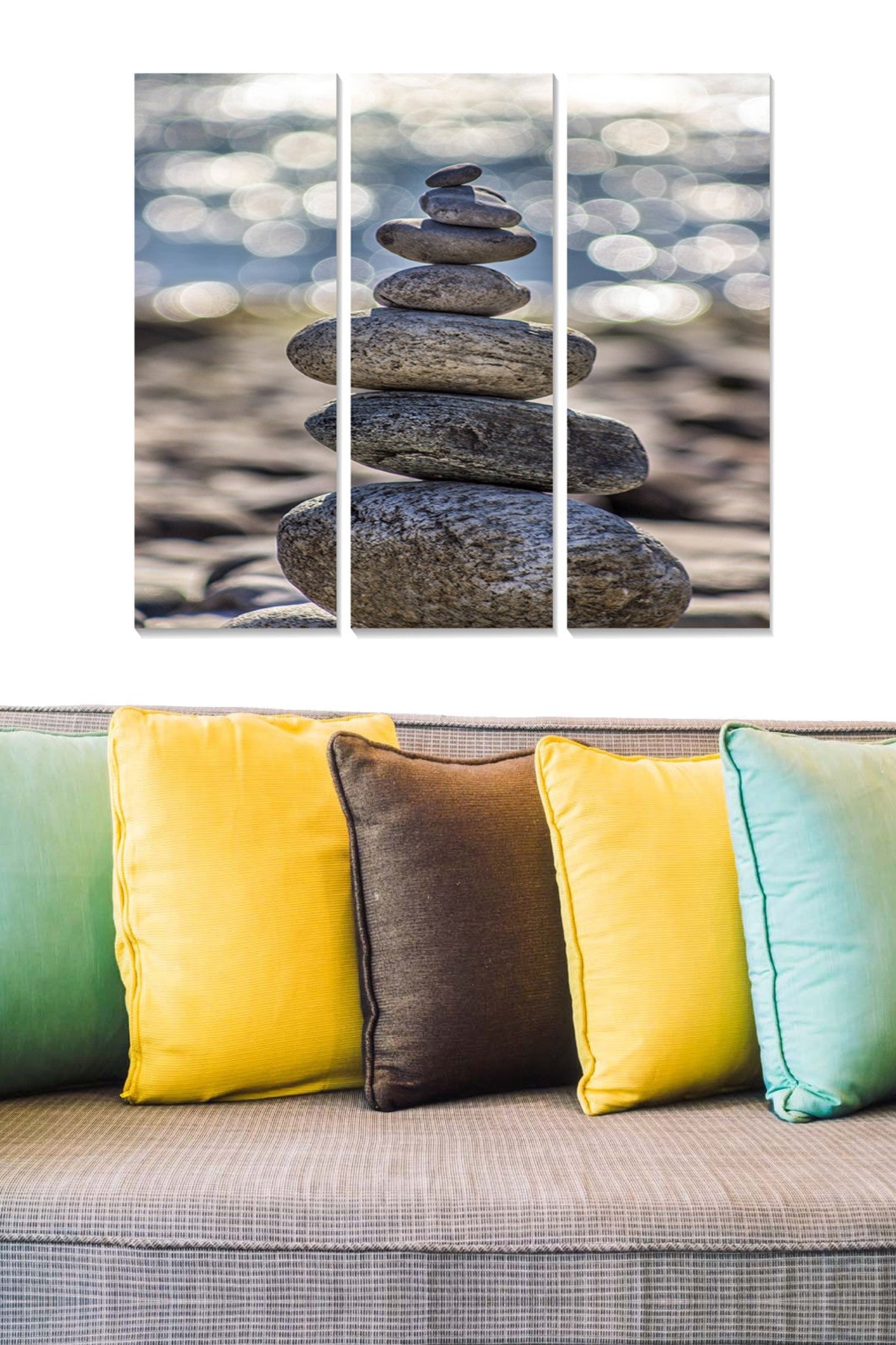 Conjunto de Quadros Decorativos em MDF (3 Peças) Multicolor – 70x50 cm Total, 3 mm Espessura – MDF983992