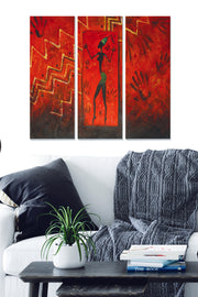 Tríptico Decorativo em MDF Multicolor – 3 Peças (20x50 cm cada), Total 70x50 cm, Espessura 3 mm