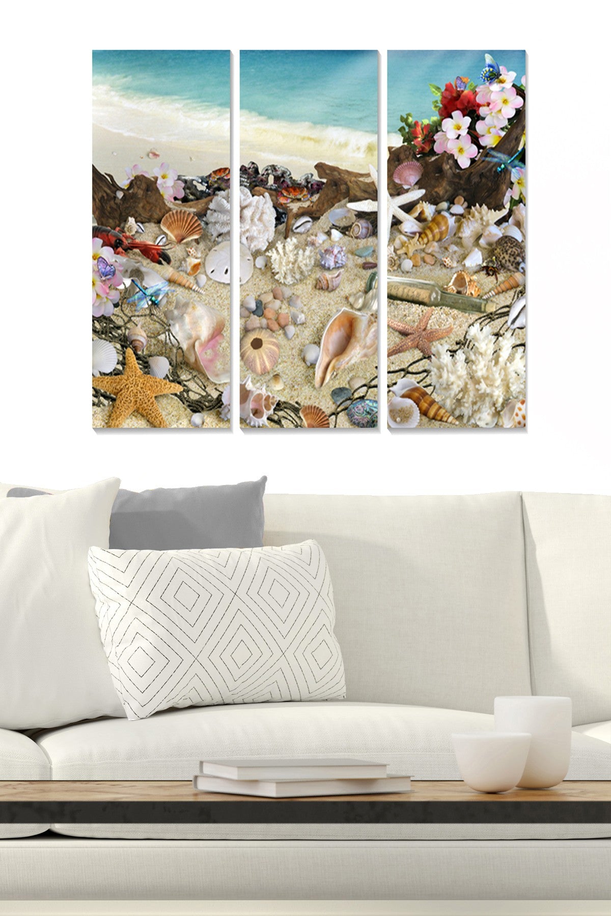 Tríptico Decorativo em MDF Multicolor – 3 Peças (20x50 cm cada, 70x50 cm total), 3 mm, 1 kg