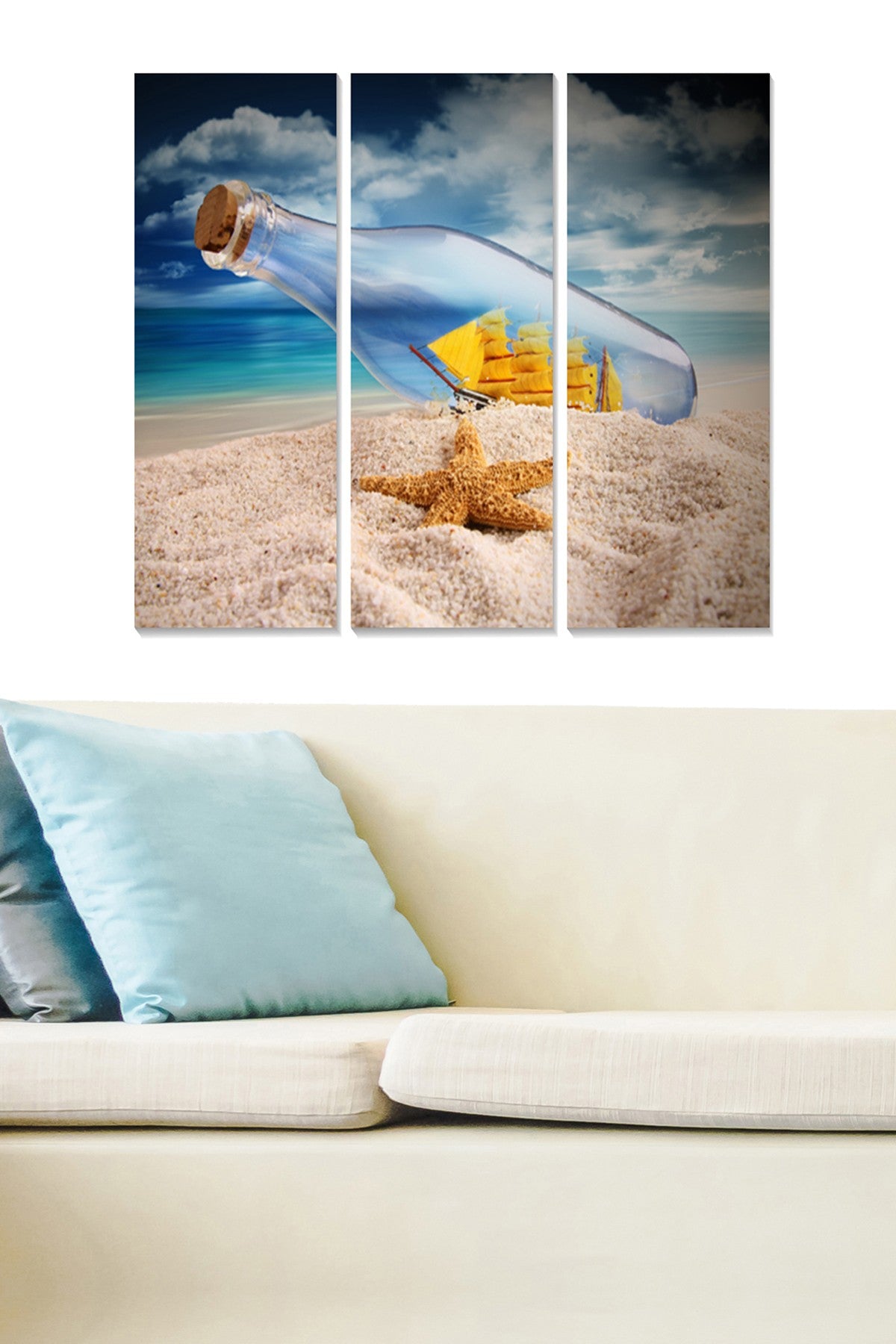 Quadro Decorativo em MDF Multicolor (3 Peças) – 20x50 cm cada, Total 70x50 cm, MDF 3 mm