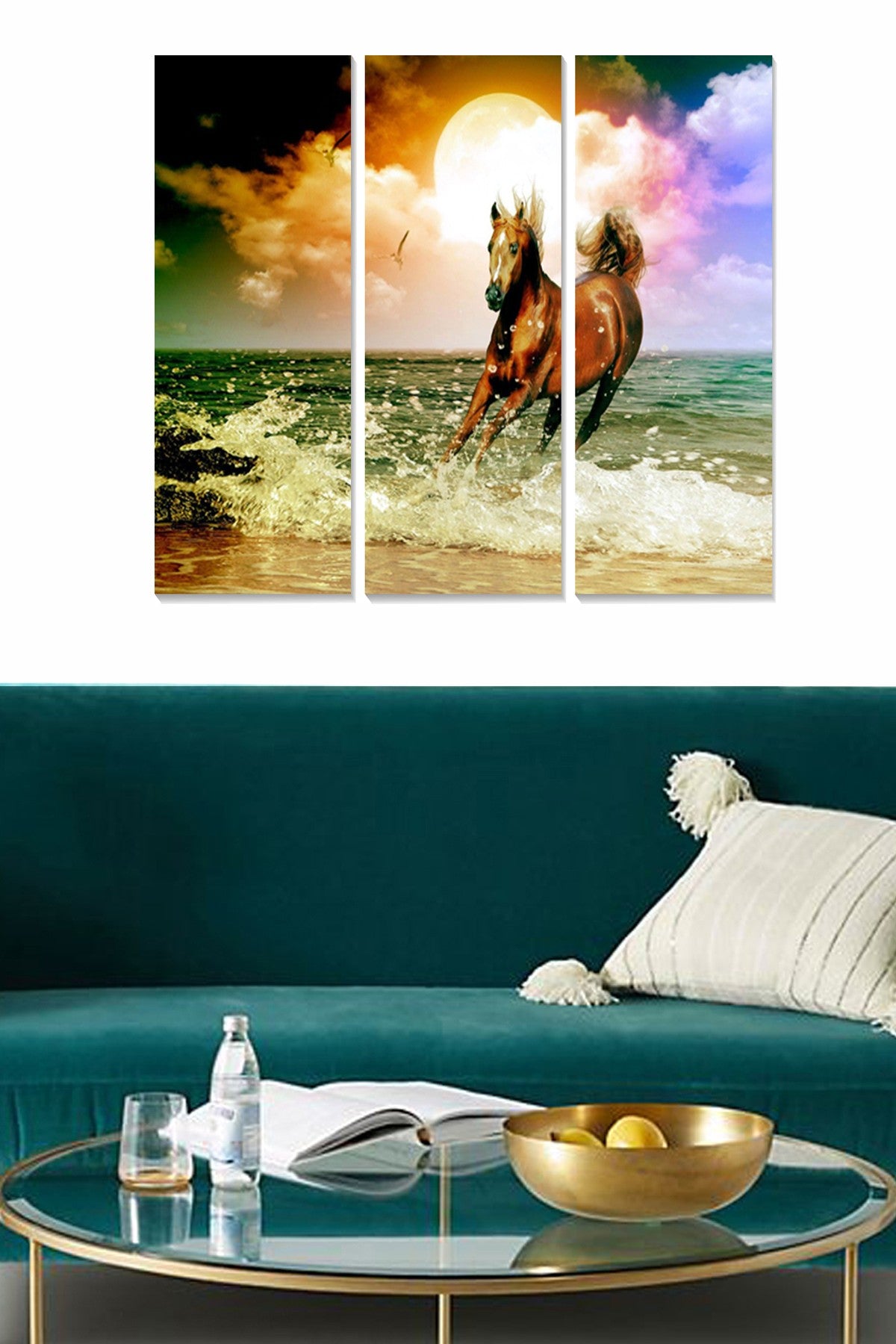 Conjunto de Quadros Decorativos em MDF (3 Peças) Multicolor – 20x50 cm cada, Total 70x50 cm – MDFFTR1014