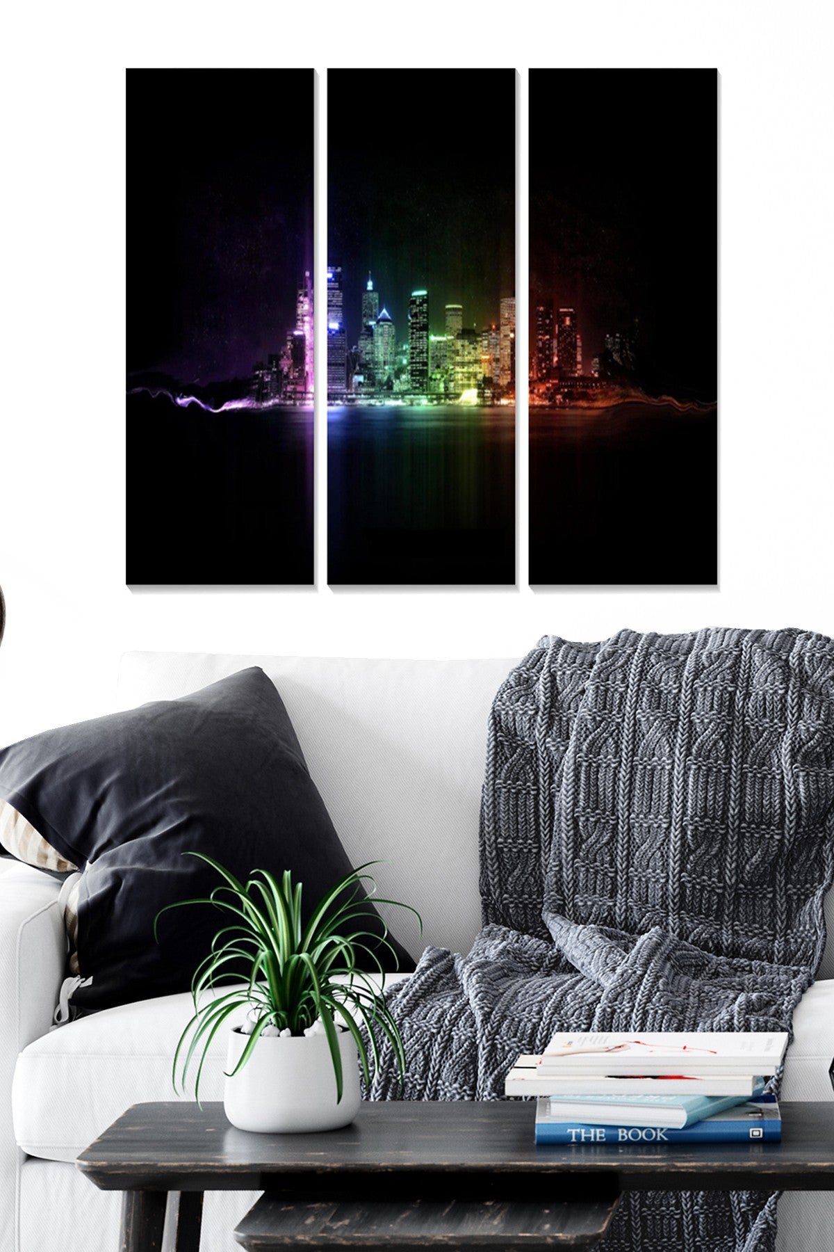 Conjunto de Quadros Decorativos em MDF Multicolor (3 Peças) – 20 x 50 cm cada, Total 70 x 50 cm