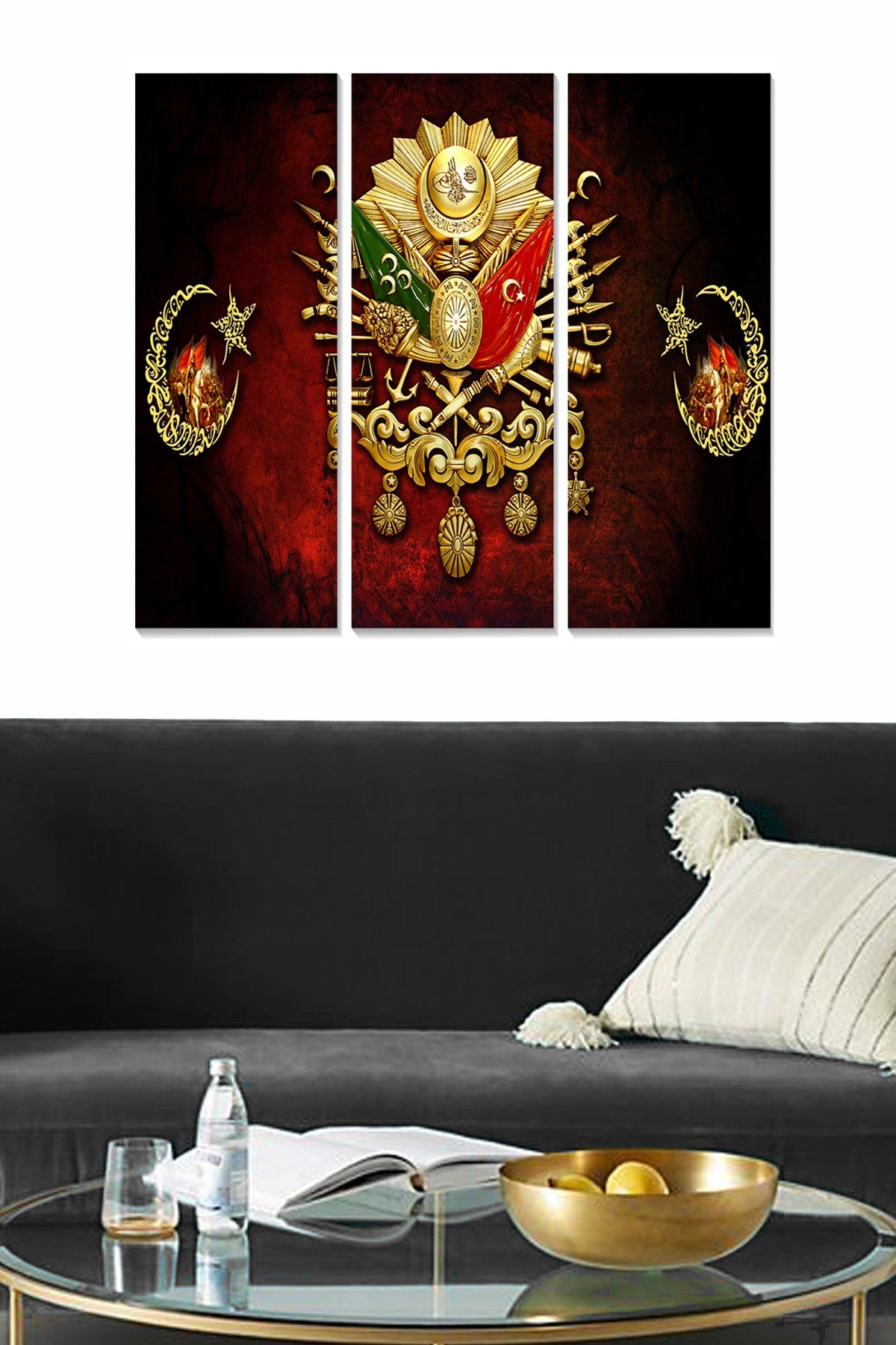 Quadro Decorativo em MDF 100% – Conjunto de 3 Peças, Multicolor, 70x50 cm (Total), 3 mm