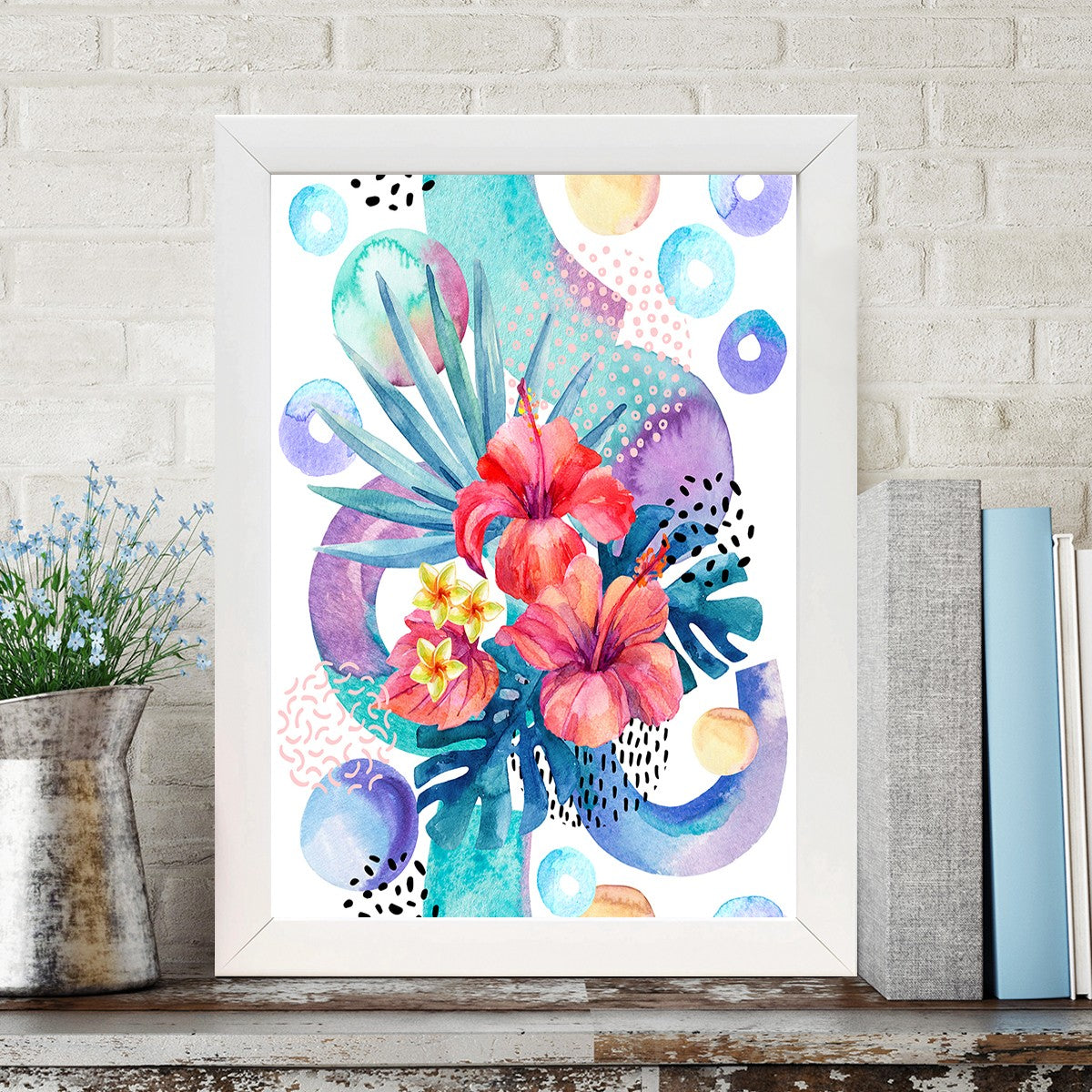 Quadro Decorativo MDF Emoldurado - Arte Multicolor 24x29cm com Moldura de Madeira 2cm