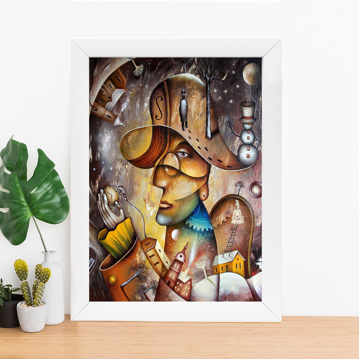 Quadro Decorativo MDF Emoldurado - Arte Multicolor 24x29cm com Moldura de Madeira 2cm