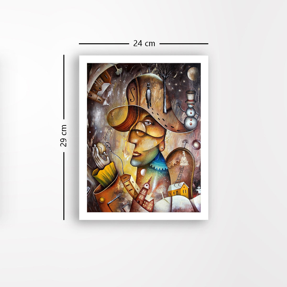 Quadro Decorativo MDF Emoldurado - Arte Multicolor 24x29cm com Moldura de Madeira 2cm