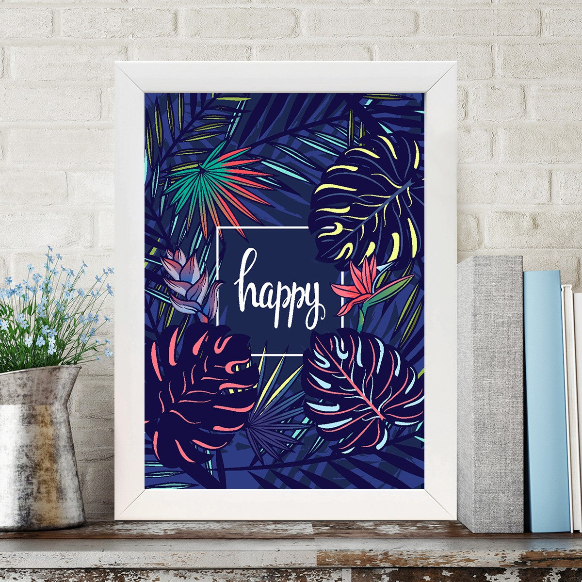 Quadro Decorativo MDF Emoldurado - Arte Multicolor 24x29cm com Moldura de Madeira 2cm