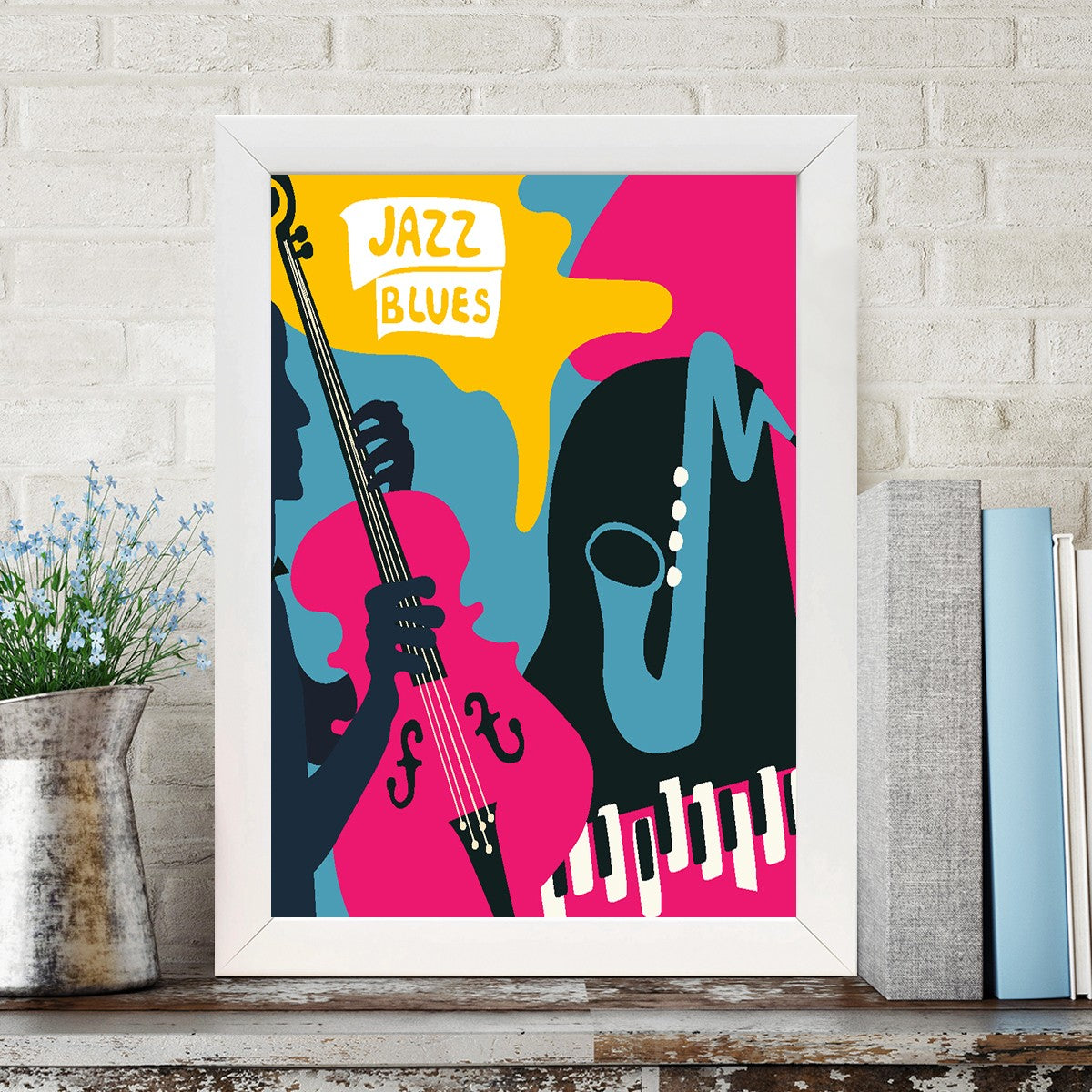 Quadro Decorativo MDF Emoldurado - Arte Multicolor 24x29cm com Moldura de Madeira 2cm