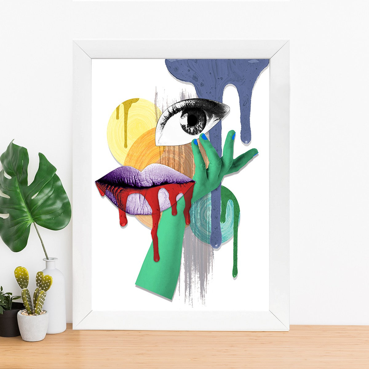 Quadro Decorativo MDF Emoldurado - Arte Multicolor 24x29cm com Moldura de Madeira 2cm