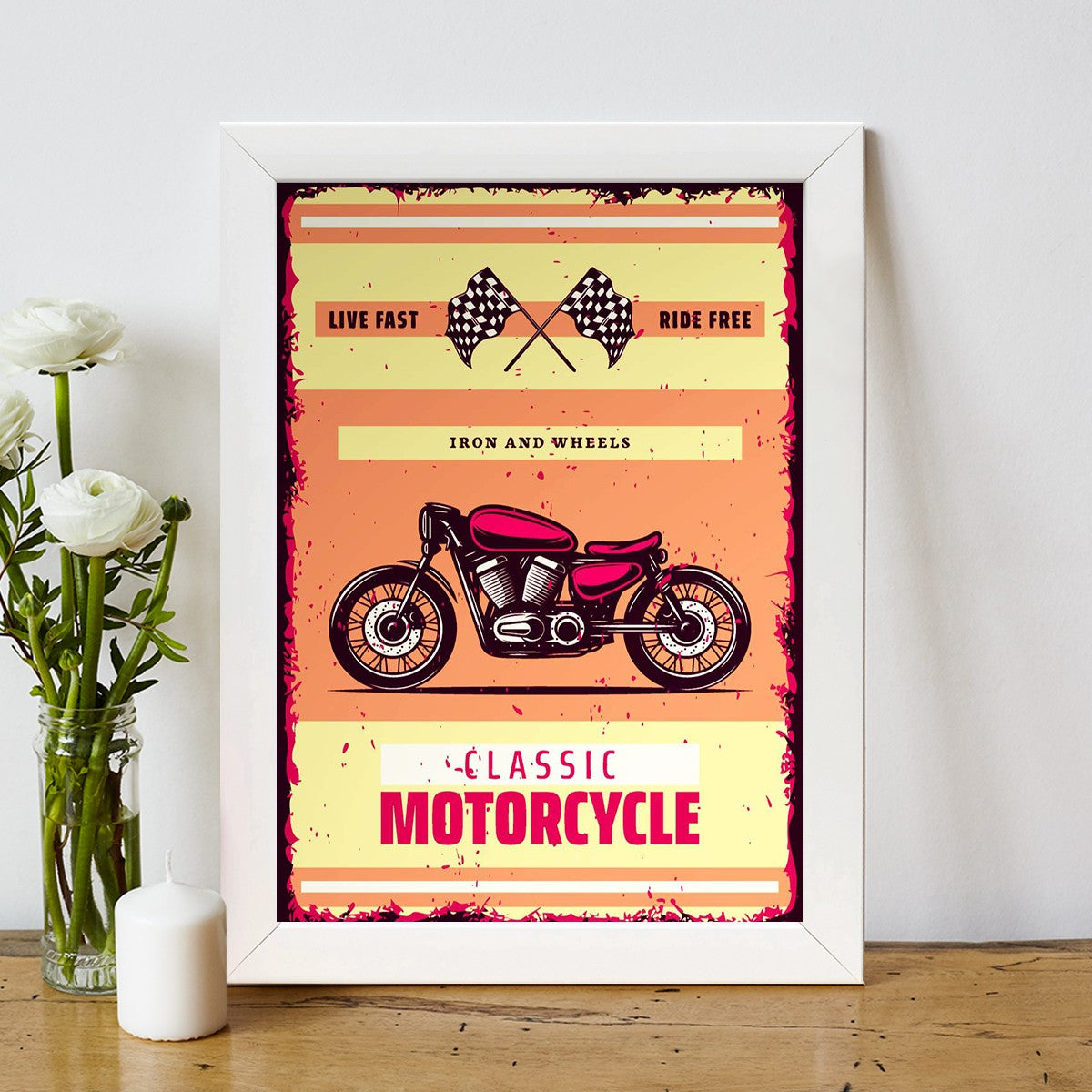 Quadro Decorativo MDF Emoldurado - Arte Multicolor 24x29cm com Moldura de Madeira 2cm