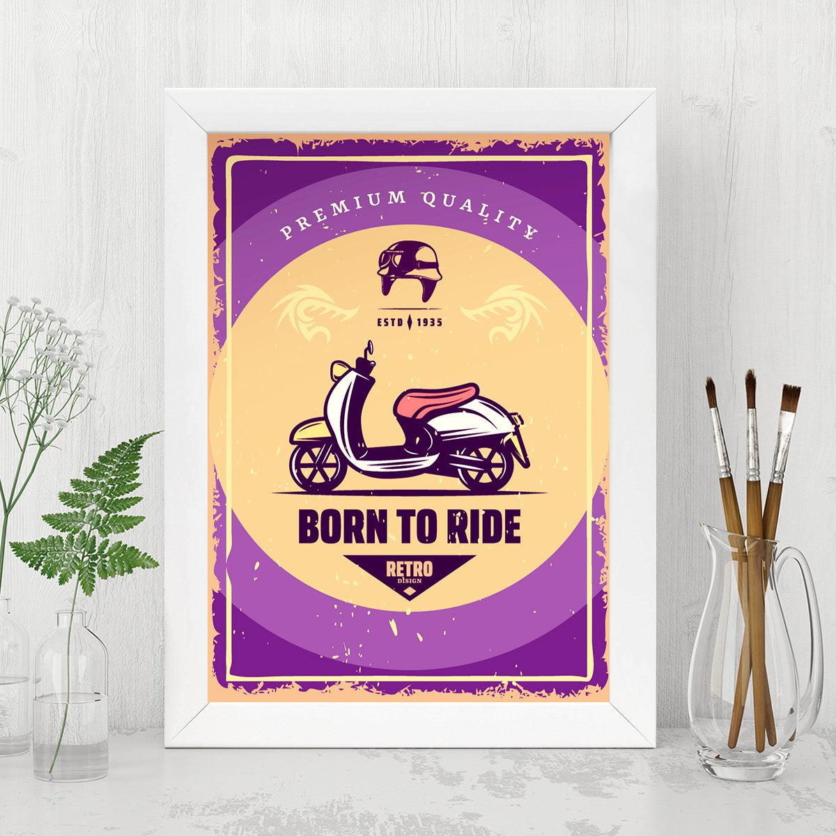 Quadro Decorativo MDF Emoldurado - Arte Multicolor 24x29cm com Moldura de Madeira 2cm