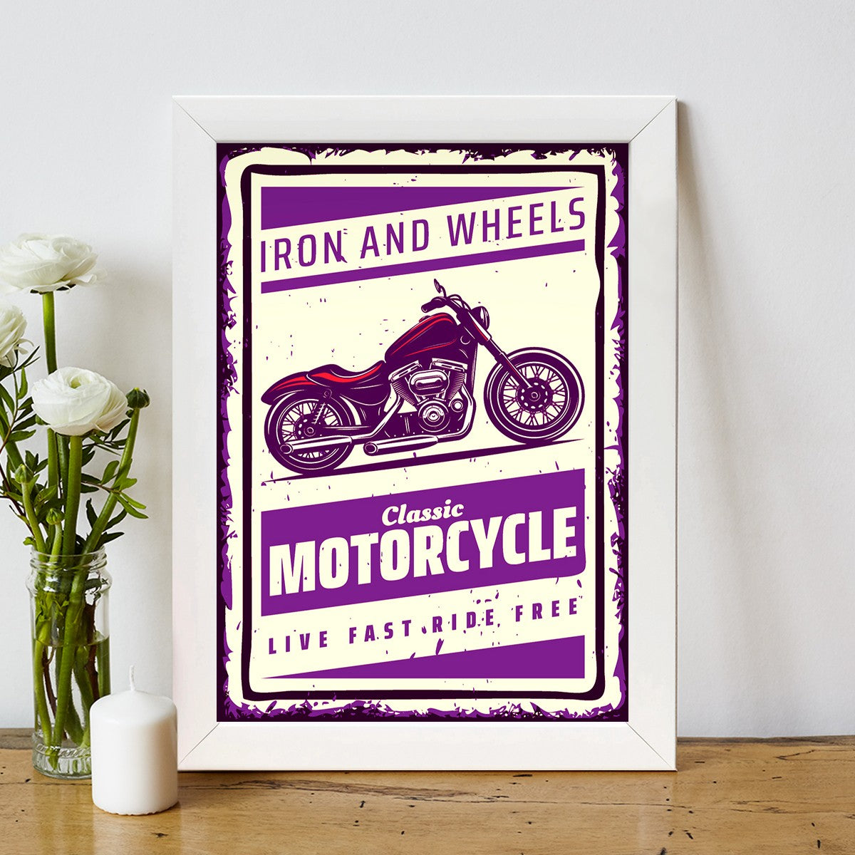 Quadro Decorativo MDF Emoldurado - Arte Multicolor 24x29cm com Moldura de Madeira 2cm