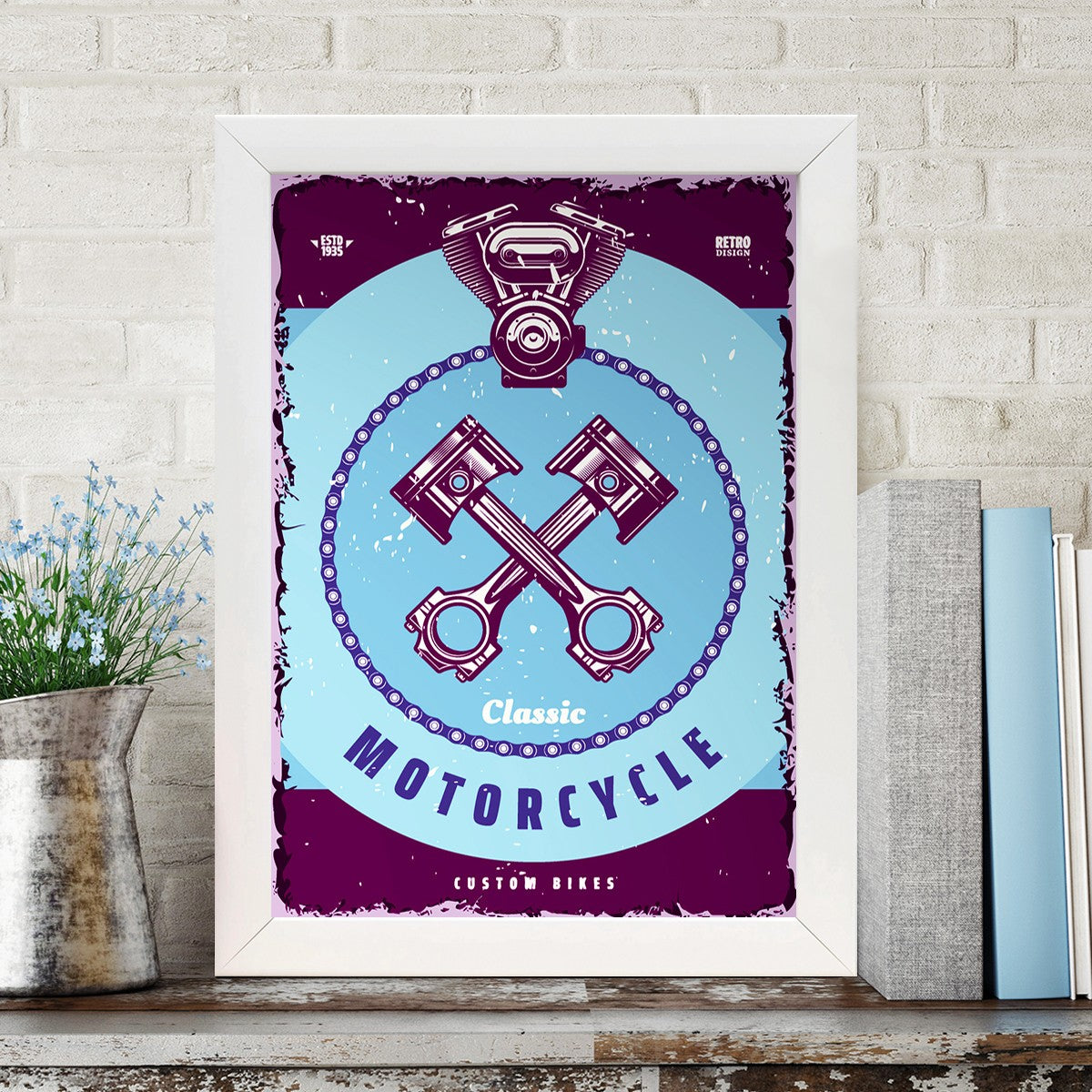 Quadro Decorativo MDF Emoldurado - Arte Multicolor 24x29cm com Moldura de Madeira 2cm