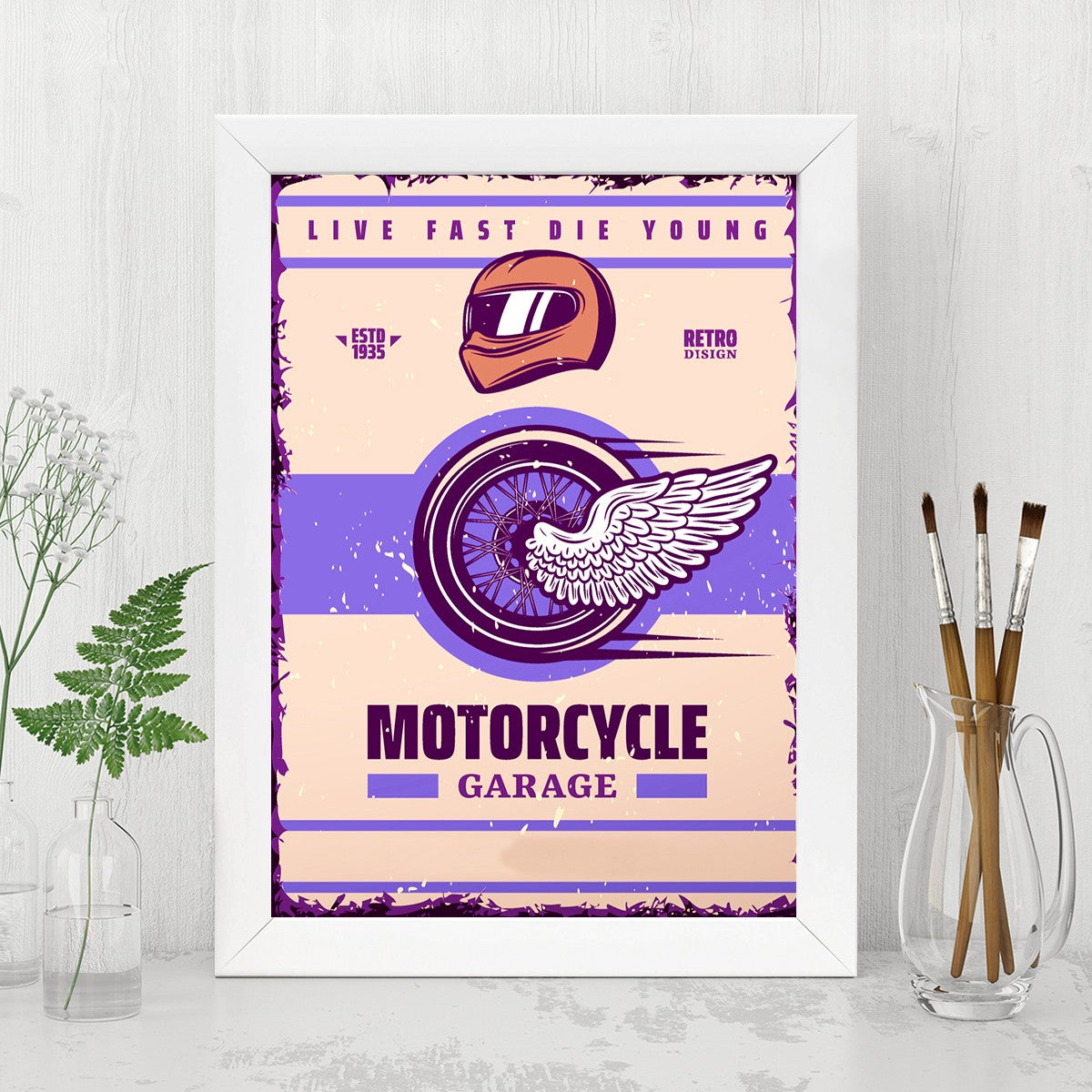 Quadro Decorativo MDF Emoldurado - Arte Multicolor 24x29cm com Moldura de Madeira 2cm