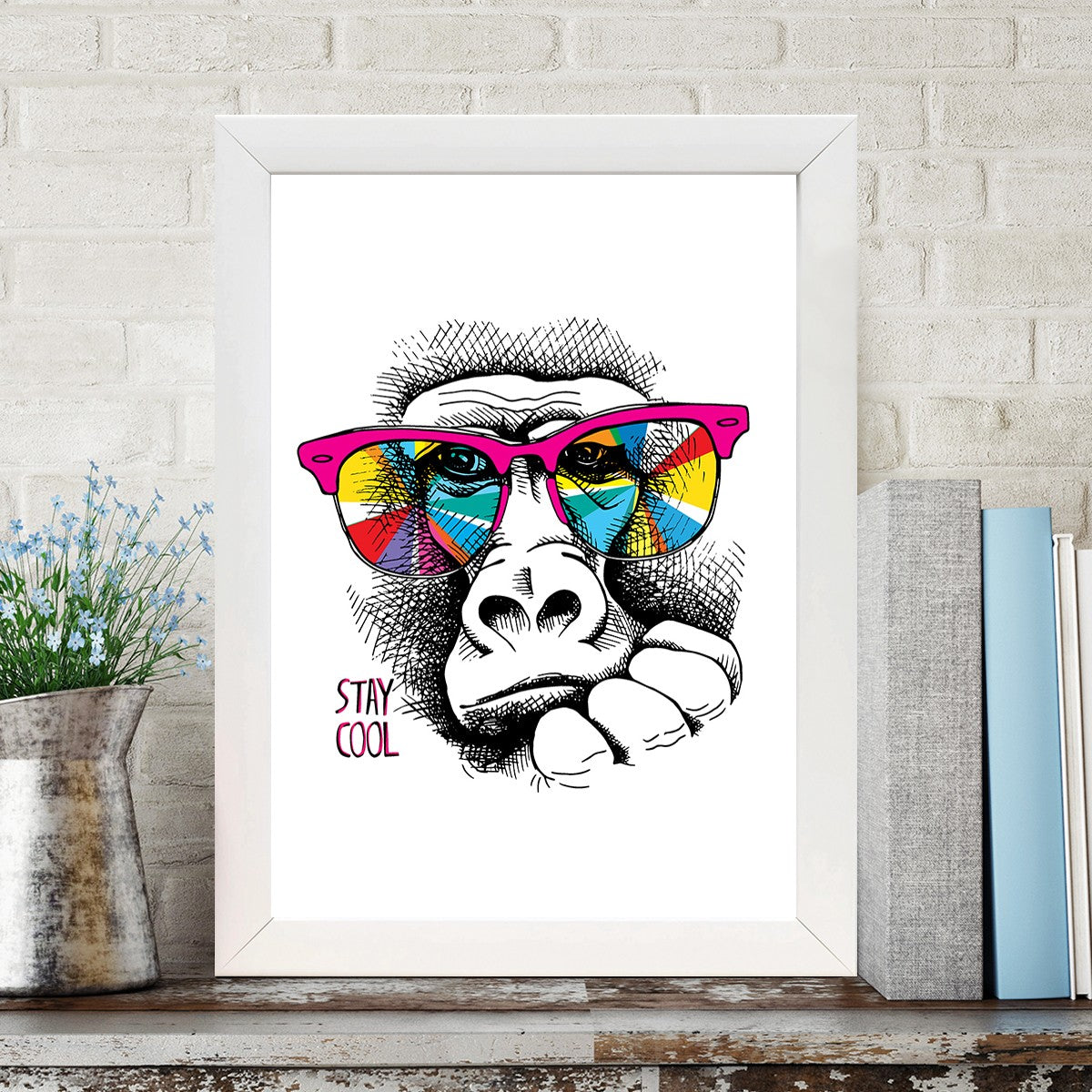 Quadro Decorativo MDF Emoldurado - Arte Multicolor 24x29cm com Moldura de Madeira 2cm