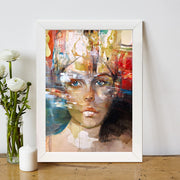 Quadro Decorativo MDF Emoldurado - Arte Multicolor 24x29cm com Moldura de Madeira 2cm