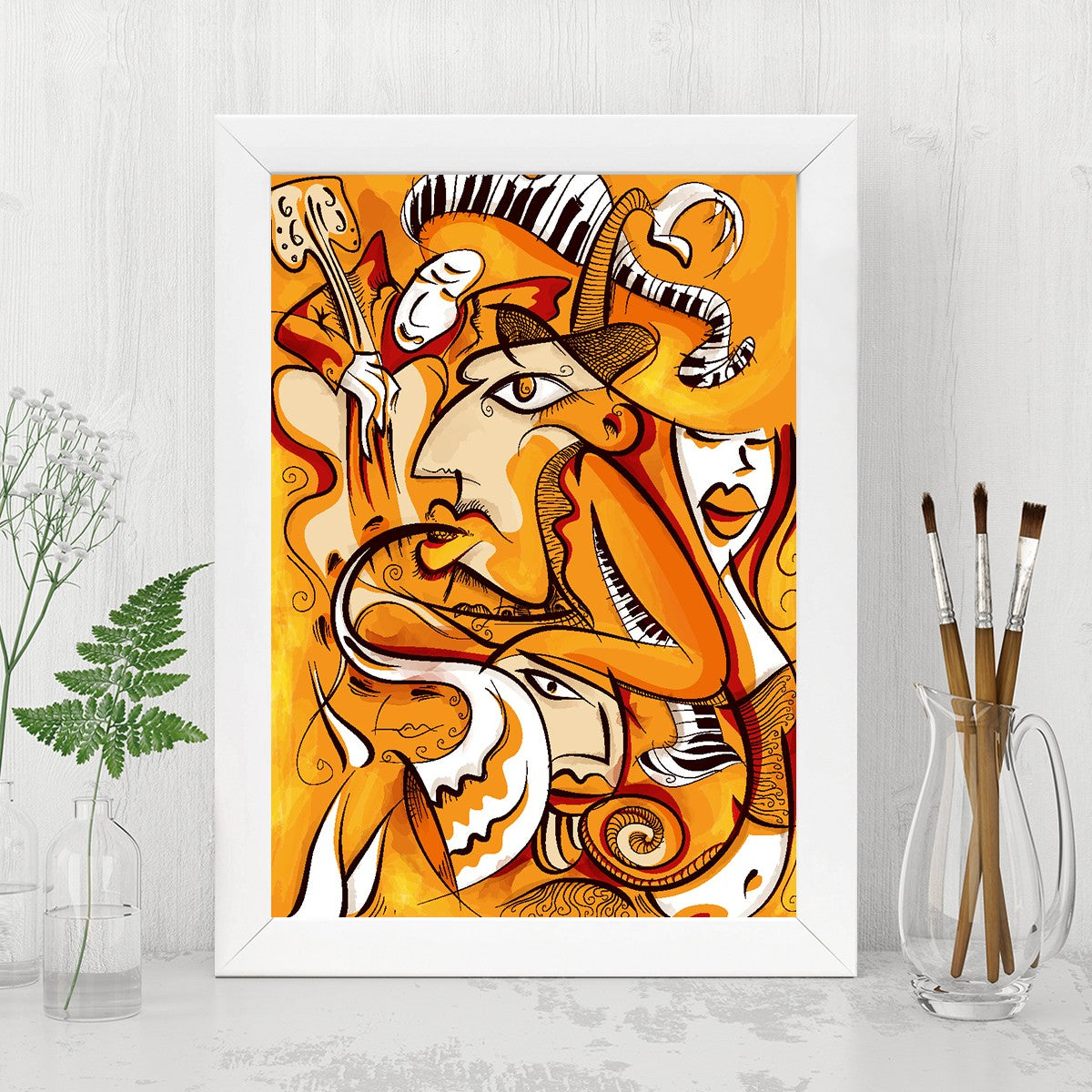 Quadro Decorativo MDF Emoldurado - Arte Multicolor 24x29cm com Moldura de Madeira 2cm