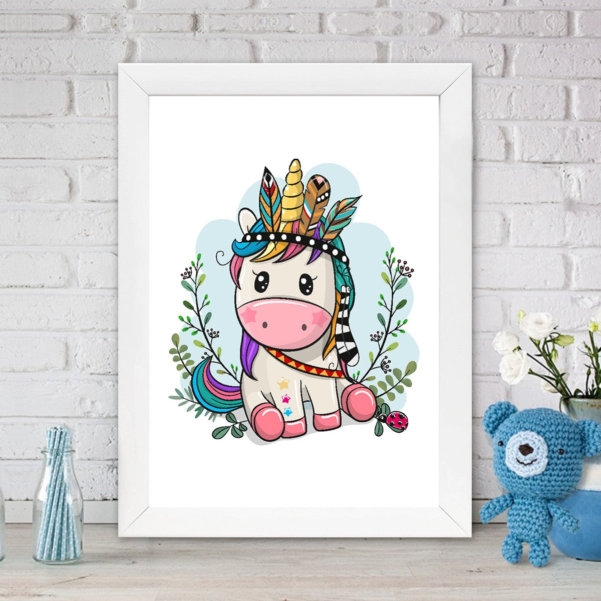 Quadro Decorativo MDF Emoldurado - Arte Multicolor 24x29cm com Moldura de Madeira 2cm