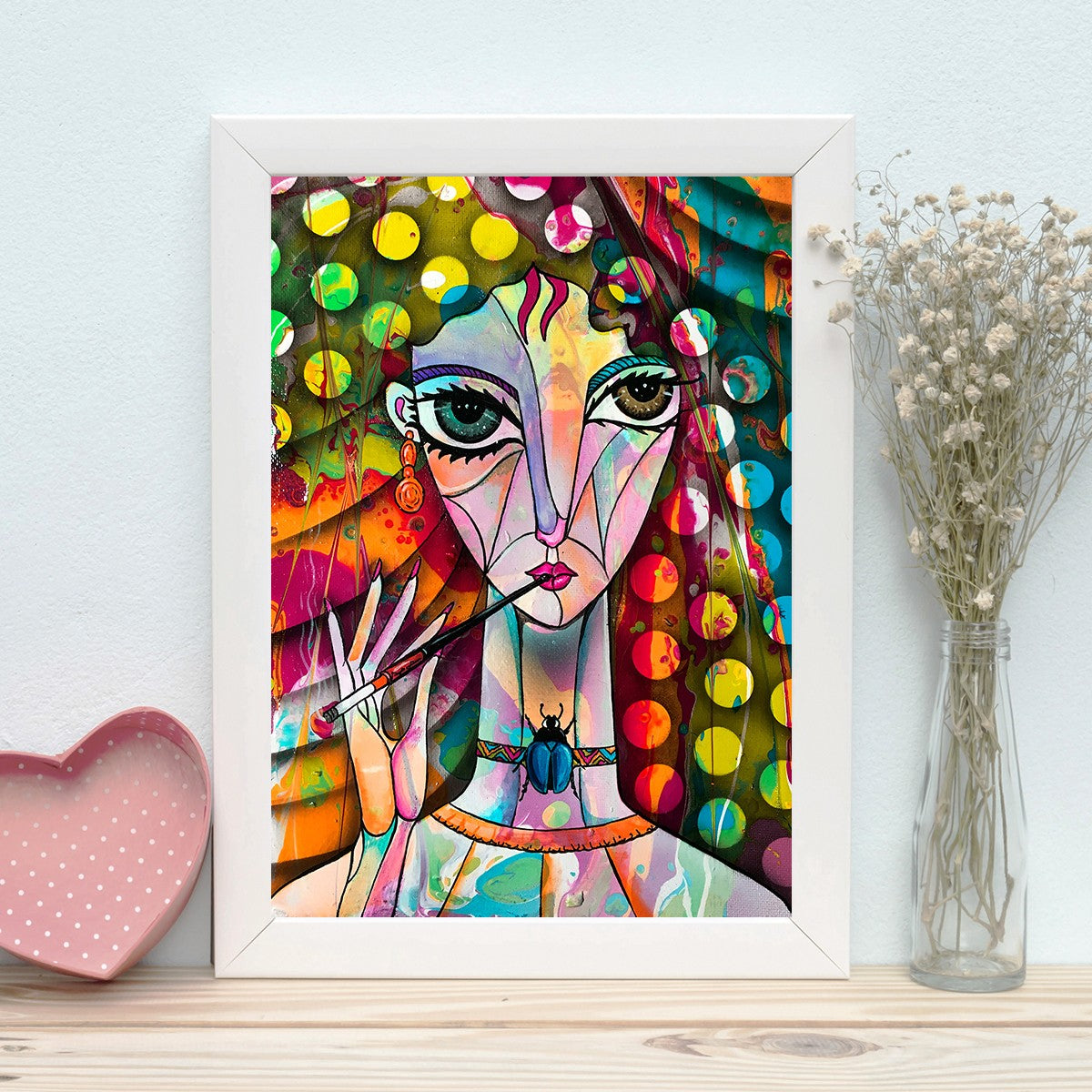 Quadro Decorativo MDF Emoldurado - Arte Multicolor 24x29cm com Moldura de Madeira 2cm