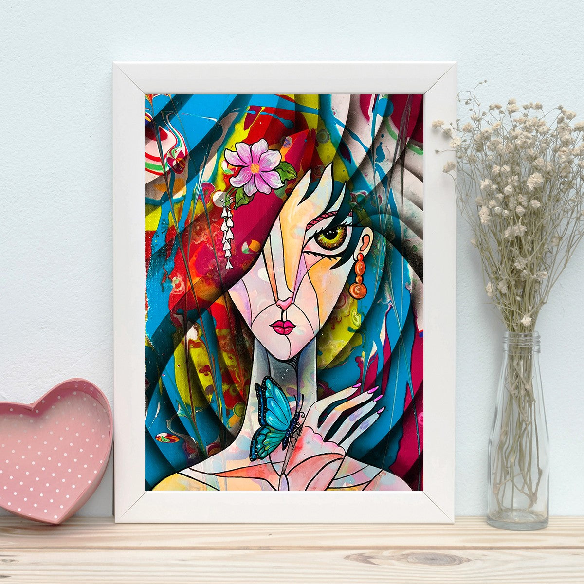 Quadro Decorativo MDF Emoldurado - Arte Multicolor 24x29cm com Moldura de Madeira 2cm