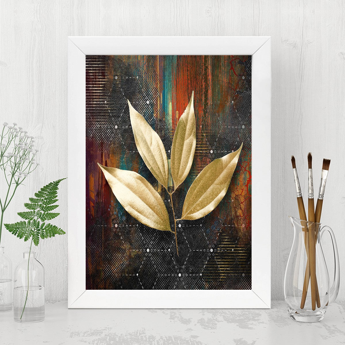 Quadro Decorativo MDF Emoldurado - Arte Multicolor 24x29cm com Moldura de Madeira 2cm