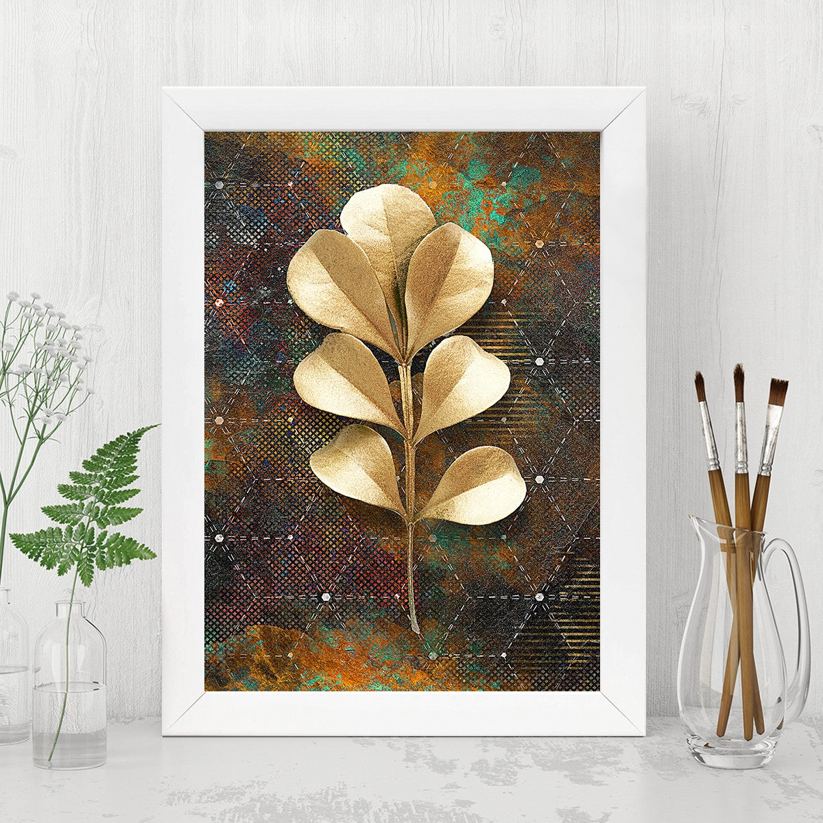 Quadro Decorativo MDF Emoldurado - Arte Multicolor 24x29cm com Moldura de Madeira 2cm