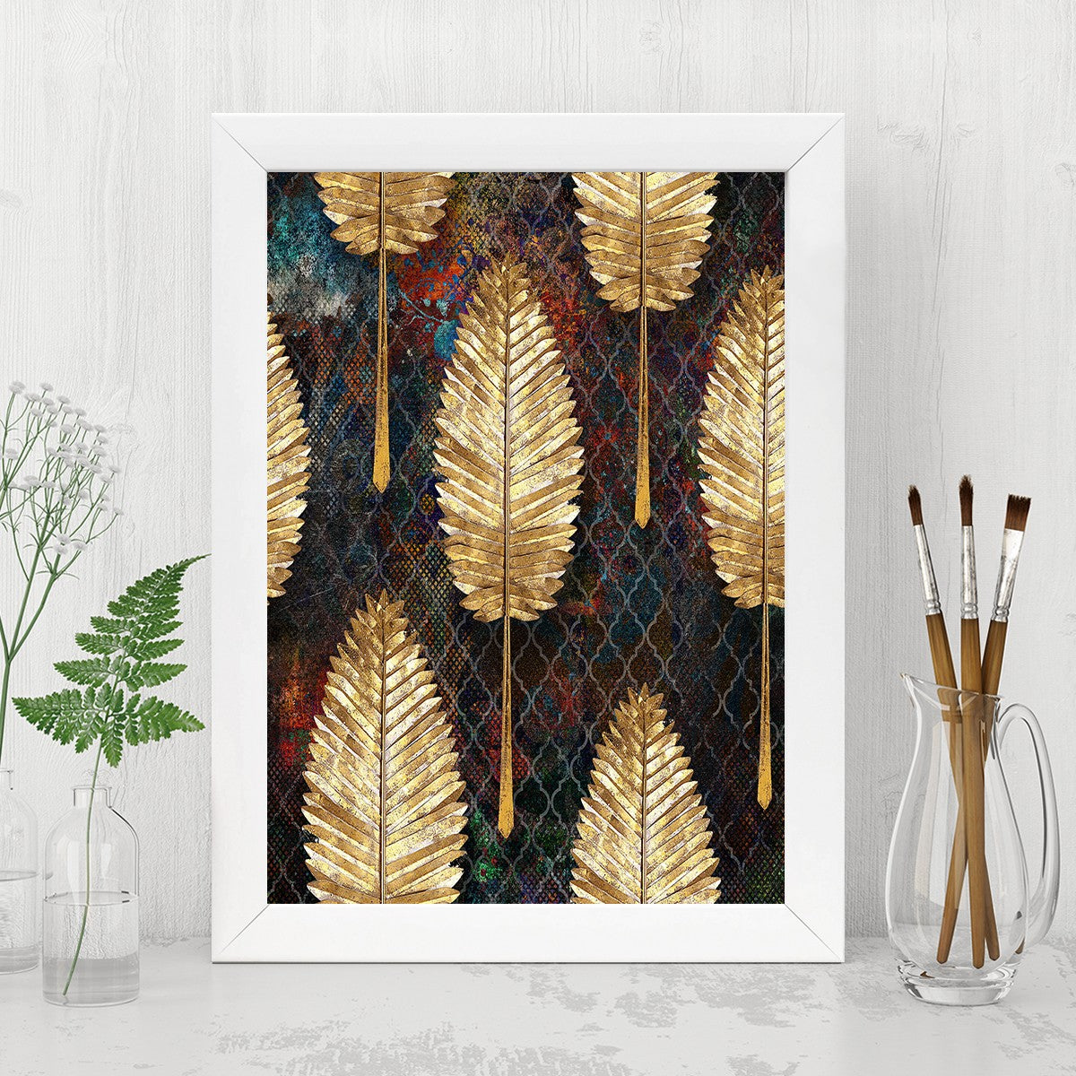 Quadro Decorativo MDF Emoldurado - Arte Multicolor 24x29cm com Moldura de Madeira 2cm