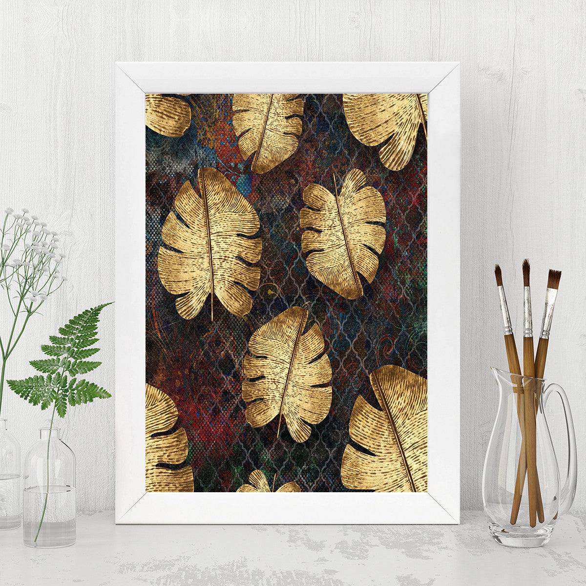 Quadro Decorativo MDF Emoldurado - Arte Multicolor 24x29cm com Moldura de Madeira 2cm