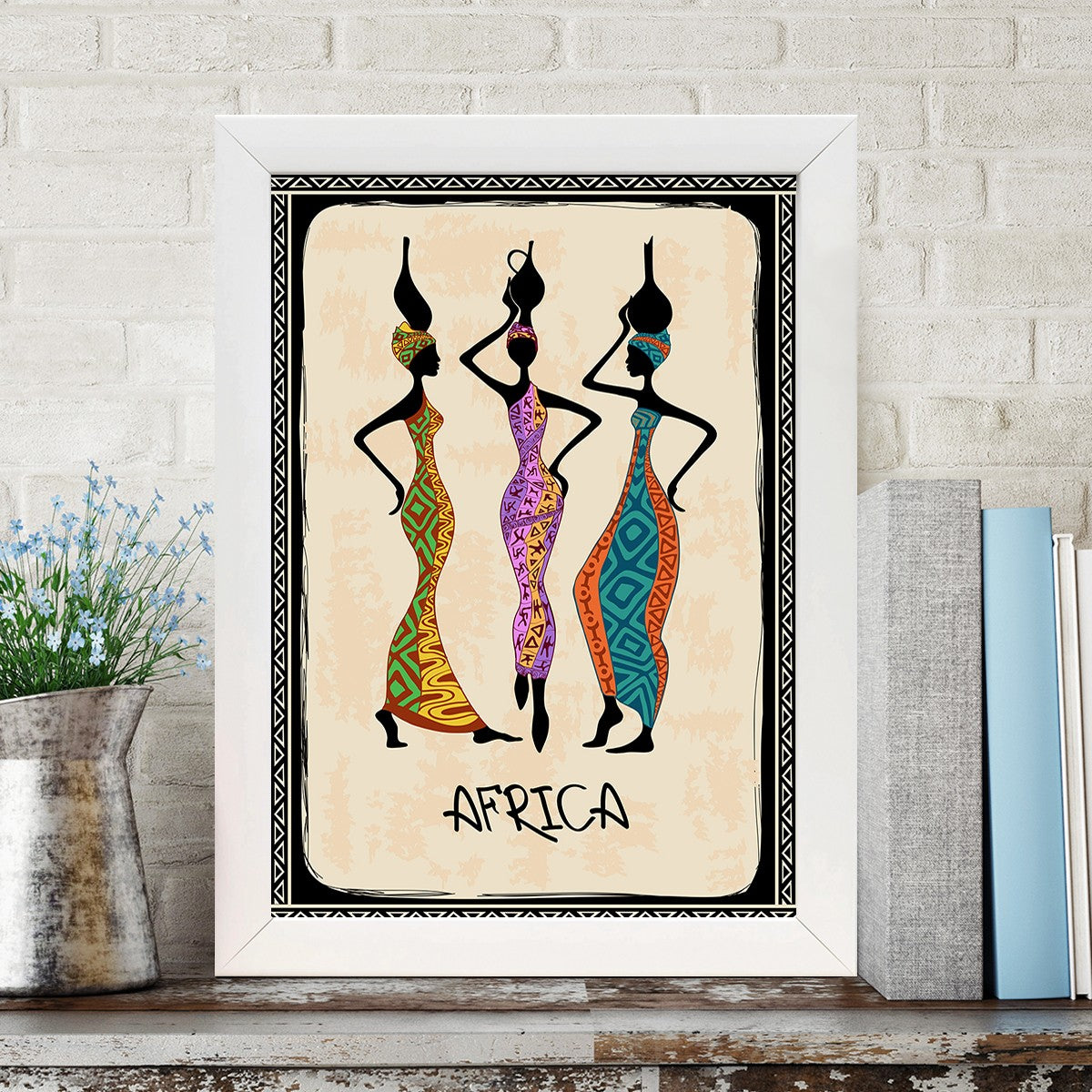 Quadro Decorativo MDF Emoldurado - Arte Multicolor 24x29cm com Moldura de Madeira 2cm