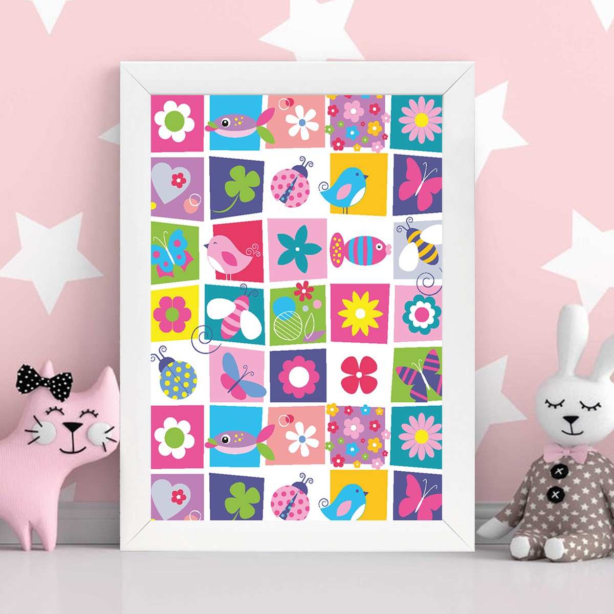 Quadro Decorativo MDF Emoldurado - Arte Multicolor 24x29cm com Moldura de Madeira 2cm