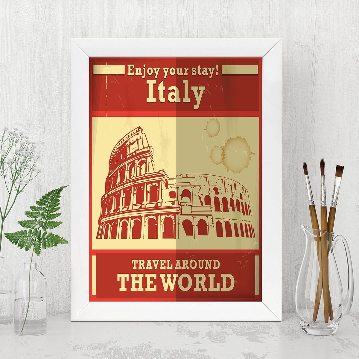 Quadro Decorativo MDF Emoldurado - Arte Multicolor 24x29cm com Moldura de Madeira 2cm