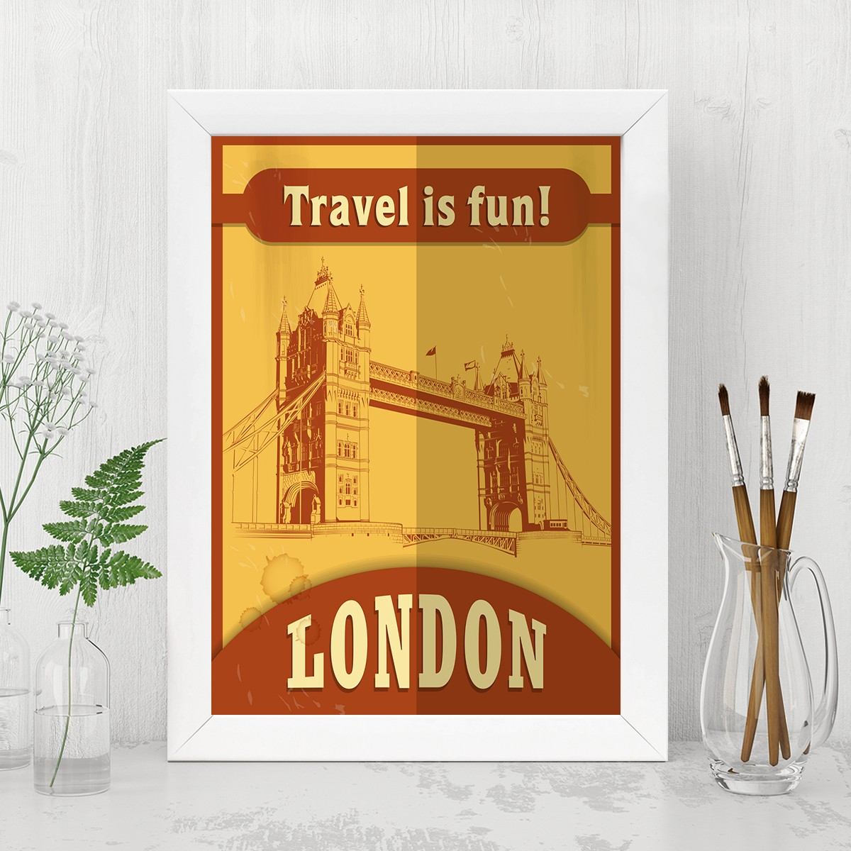 Quadro Decorativo MDF Emoldurado - Arte Multicolor 24x29cm com Moldura de Madeira 2cm