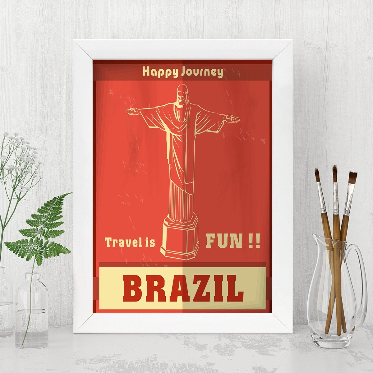 Quadro Decorativo MDF Emoldurado - Arte Multicolor 24x29cm com Moldura de Madeira 2cm