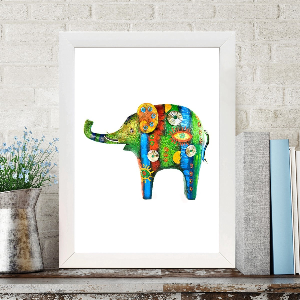 Quadro Decorativo MDF Emoldurado - Arte Multicolor 24x29cm com Moldura de Madeira 2cm