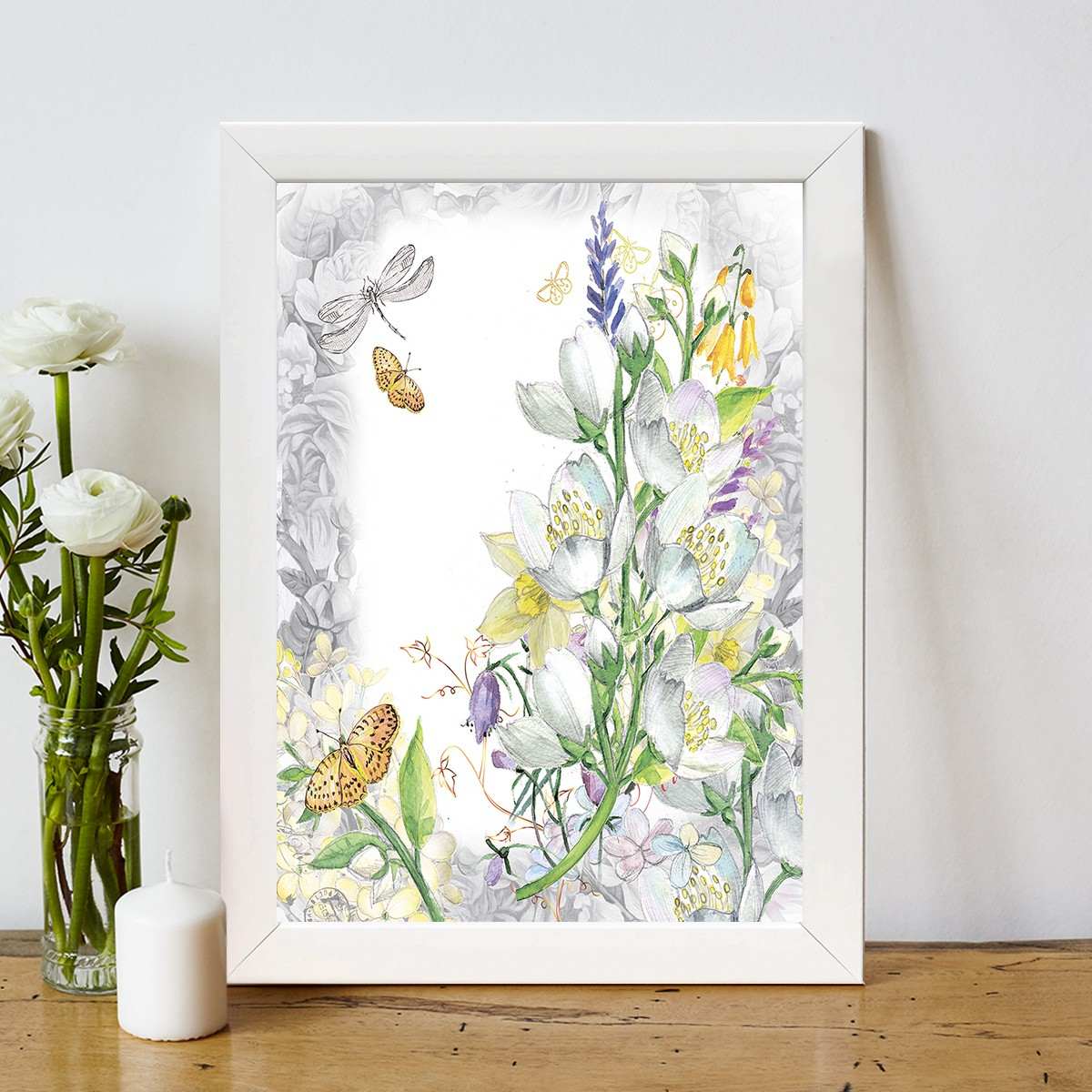 Quadro Decorativo MDF Emoldurado - Arte Multicolor 24x29cm com Moldura de Madeira 2cm