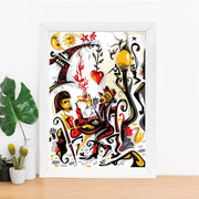 Quadro Decorativo MDF Emoldurado - Arte Multicolor 24x29cm com Moldura de Madeira 2cm