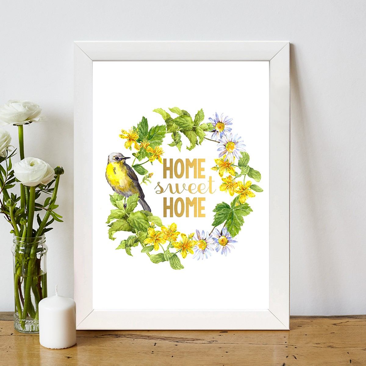 Quadro Decorativo MDF Emoldurado - Arte Multicolor 24x29cm com Moldura de Madeira 2cm