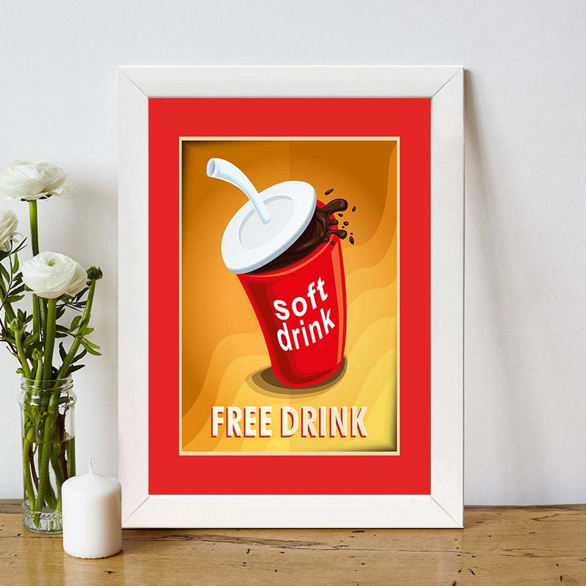 Quadro Decorativo MDF Emoldurado - Arte Multicolor 24x29cm com Moldura de Madeira 2cm