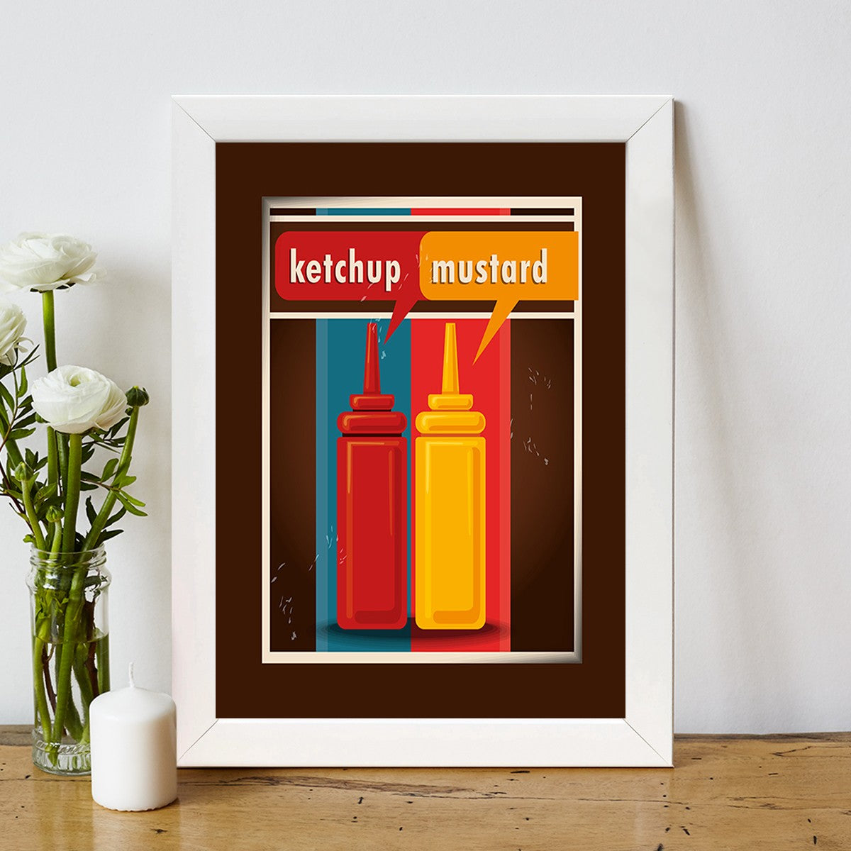 Quadro Decorativo MDF Emoldurado - Arte Multicolor 24x29cm com Moldura de Madeira 2cm