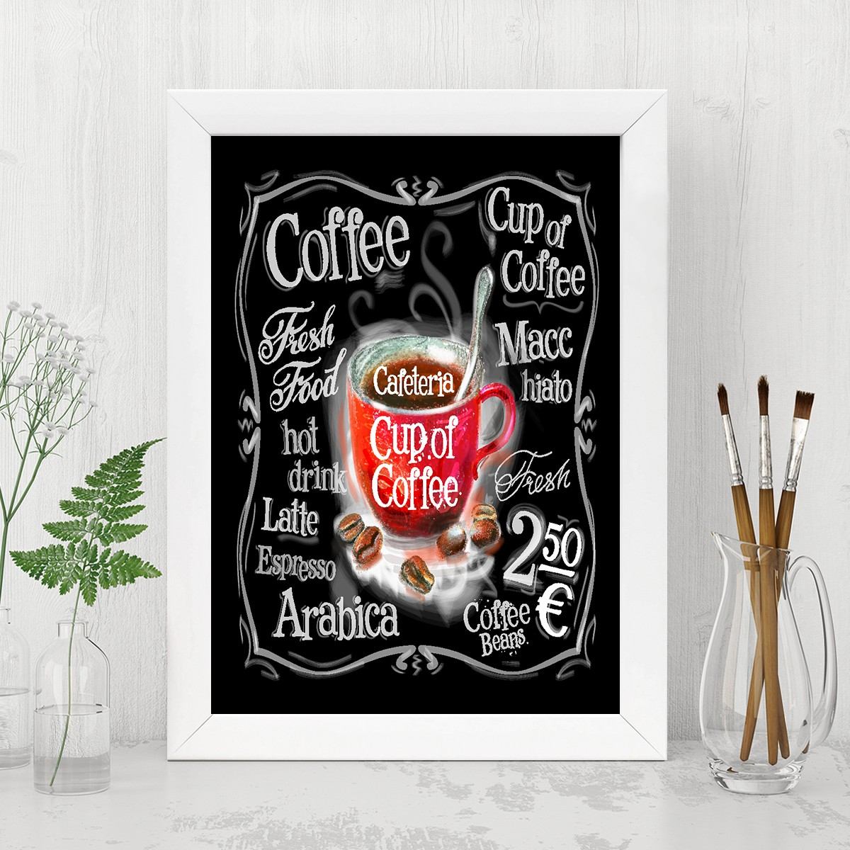 Quadro Decorativo MDF Emoldurado - Arte Multicolor 24x29cm com Moldura de Madeira 2cm