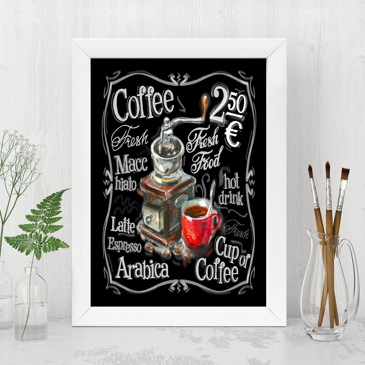 Quadro Decorativo MDF Emoldurado - Arte Multicolor 24x29cm com Moldura de Madeira 2cm