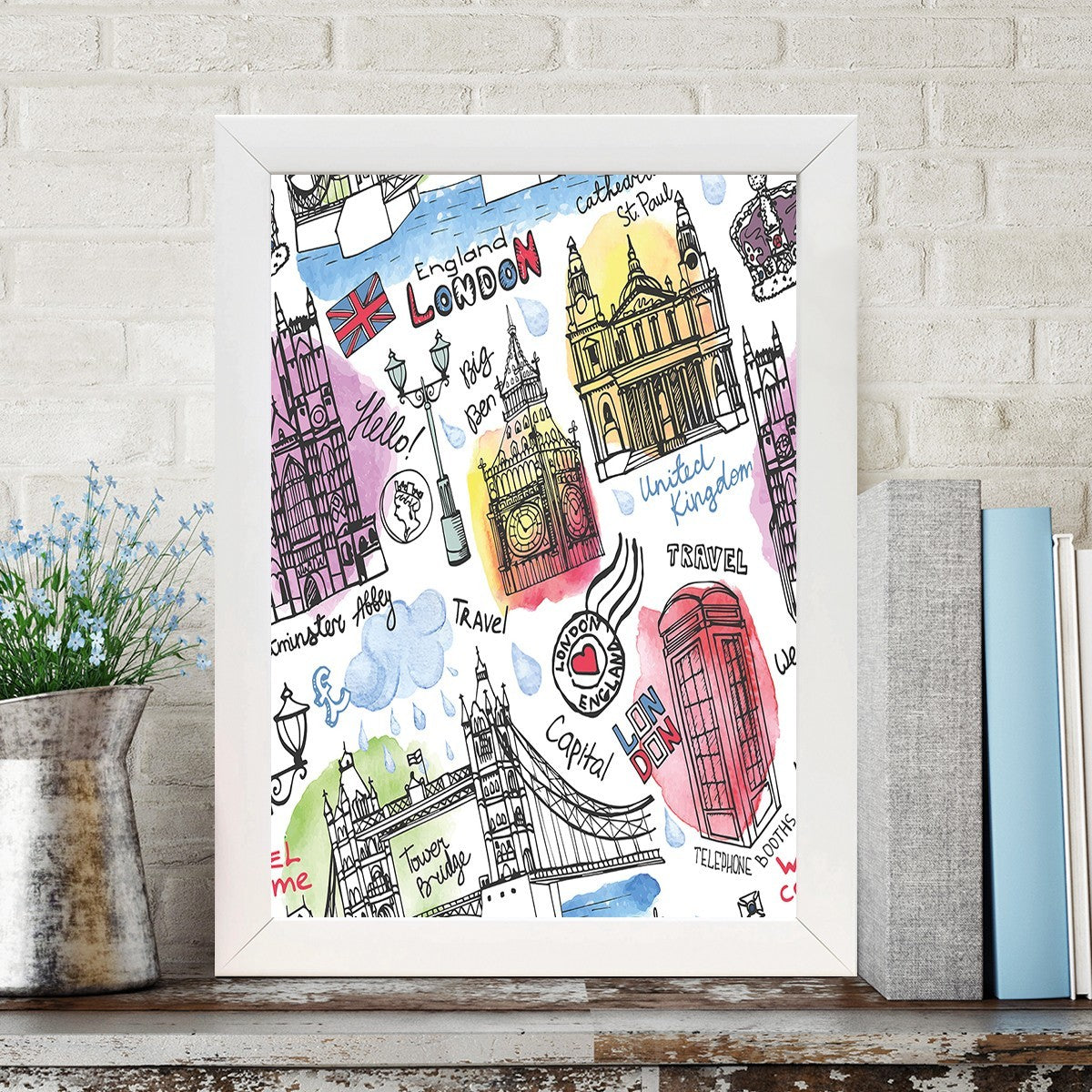 Quadro Decorativo MDF Emoldurado - Arte Multicolor 24x29cm com Moldura de Madeira 2cm