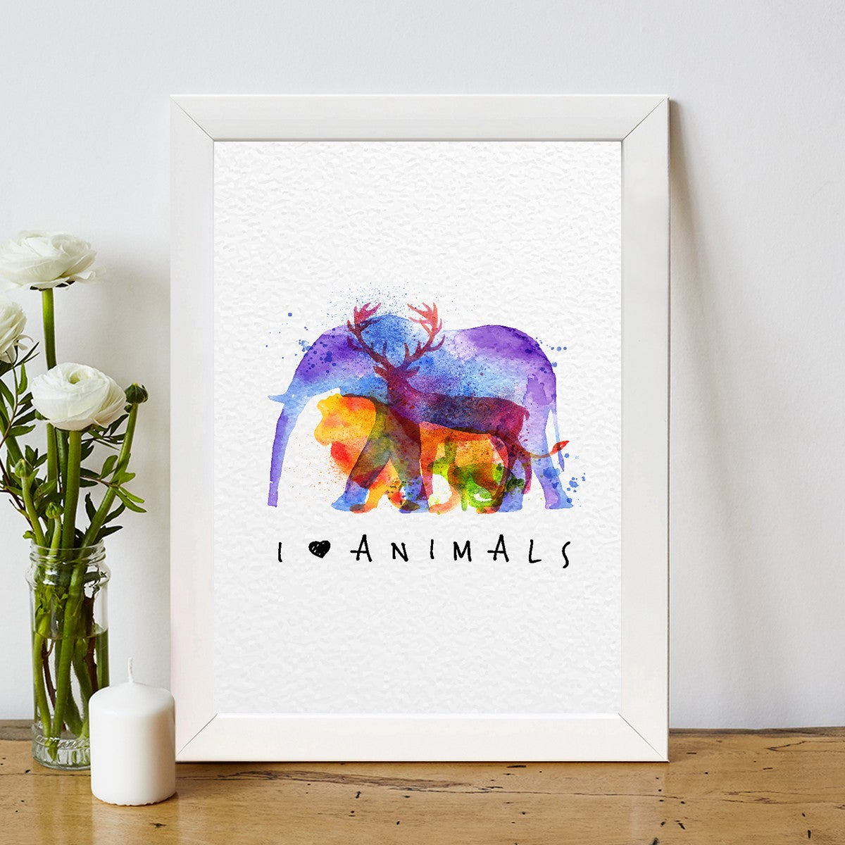 Quadro Decorativo MDF Emoldurado - Arte Multicolor 24x29cm com Moldura de Madeira 2cm