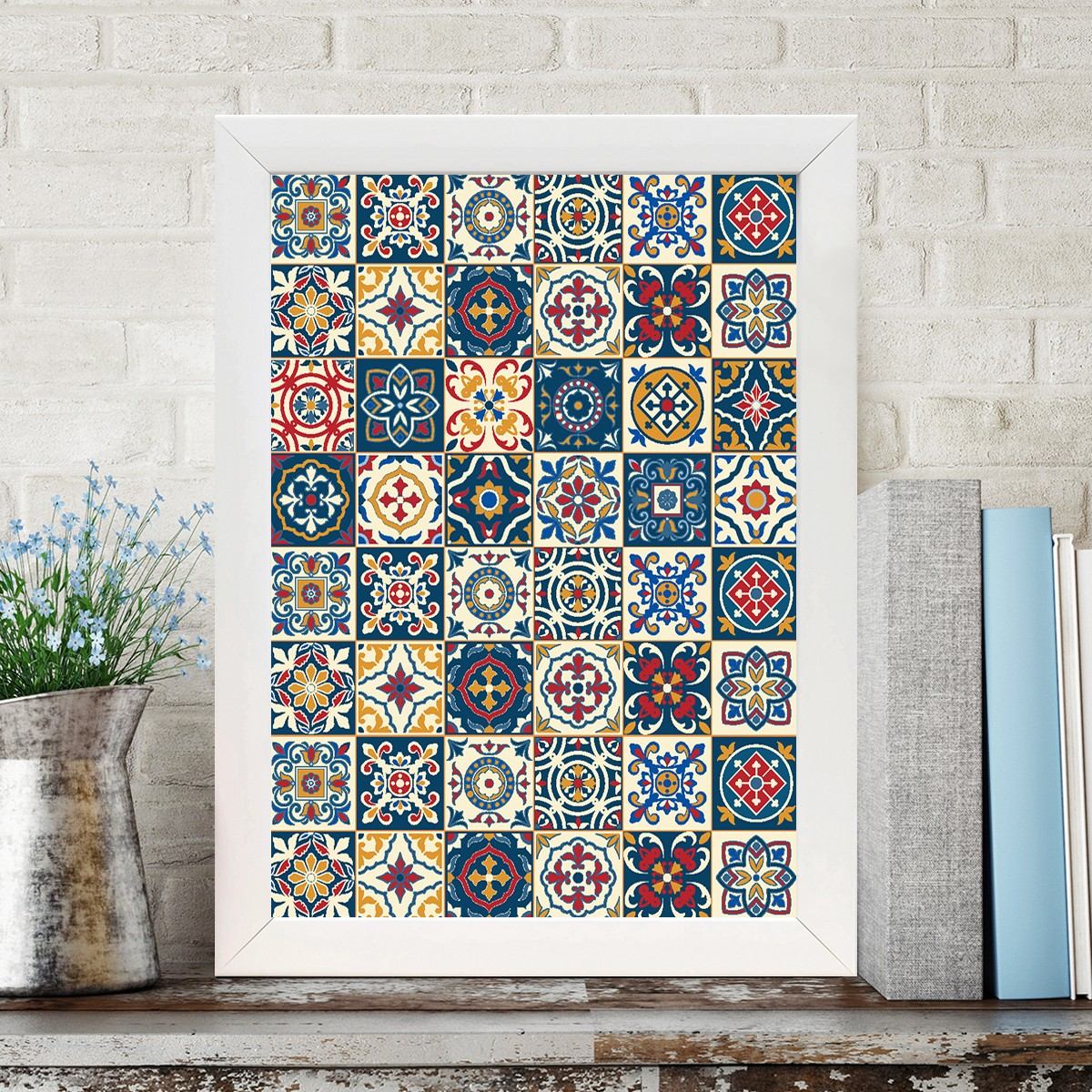 Quadro Decorativo MDF Emoldurado - Arte Multicolor 24x29cm com Moldura de Madeira 2cm