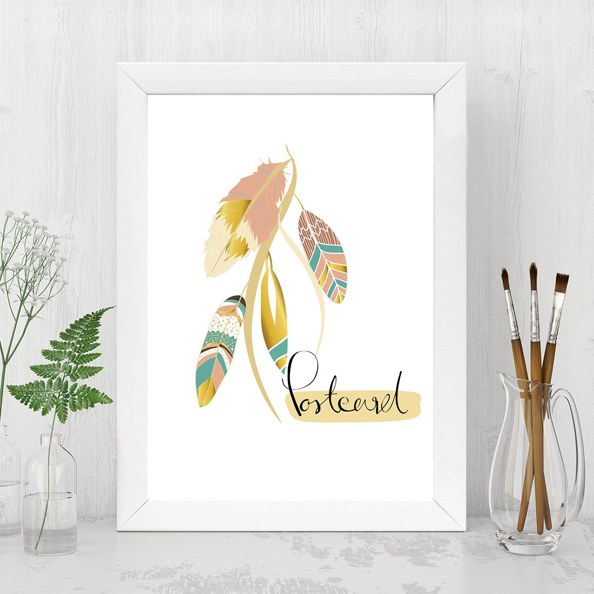 Quadro Decorativo MDF Emoldurado - Arte Multicolor 24x29cm com Moldura de Madeira 2cm