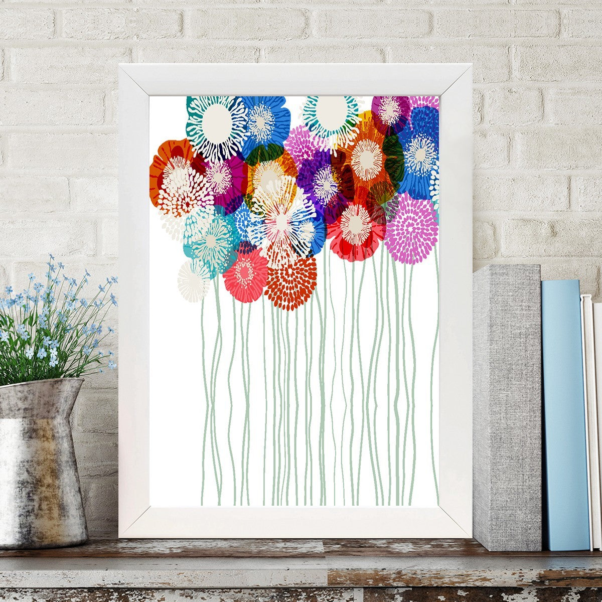 Quadro Decorativo MDF Emoldurado - Arte Multicolor 24x29cm com Moldura de Madeira 2cm