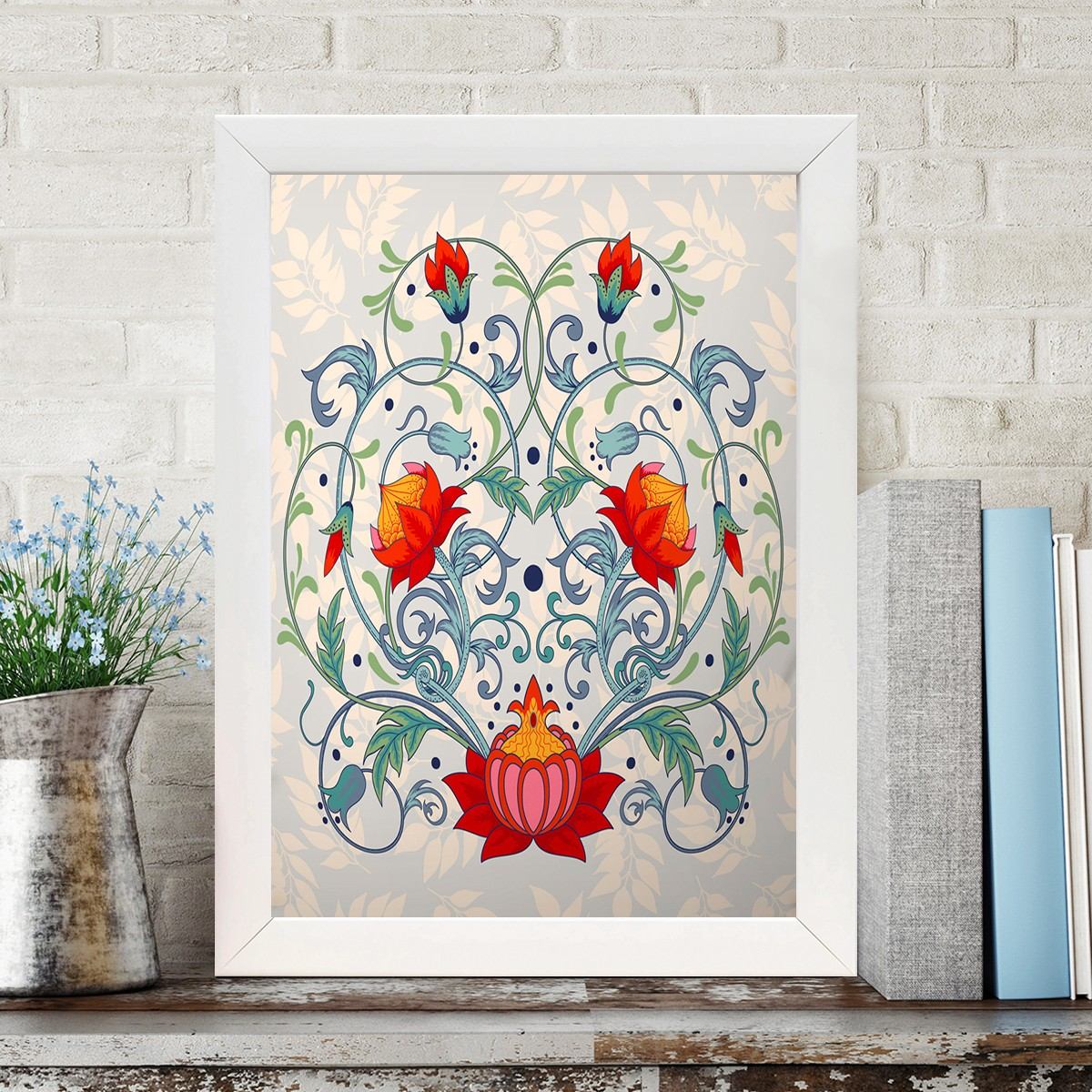 Quadro Decorativo MDF Emoldurado - Arte Multicolor 24x29cm com Moldura de Madeira 2cm