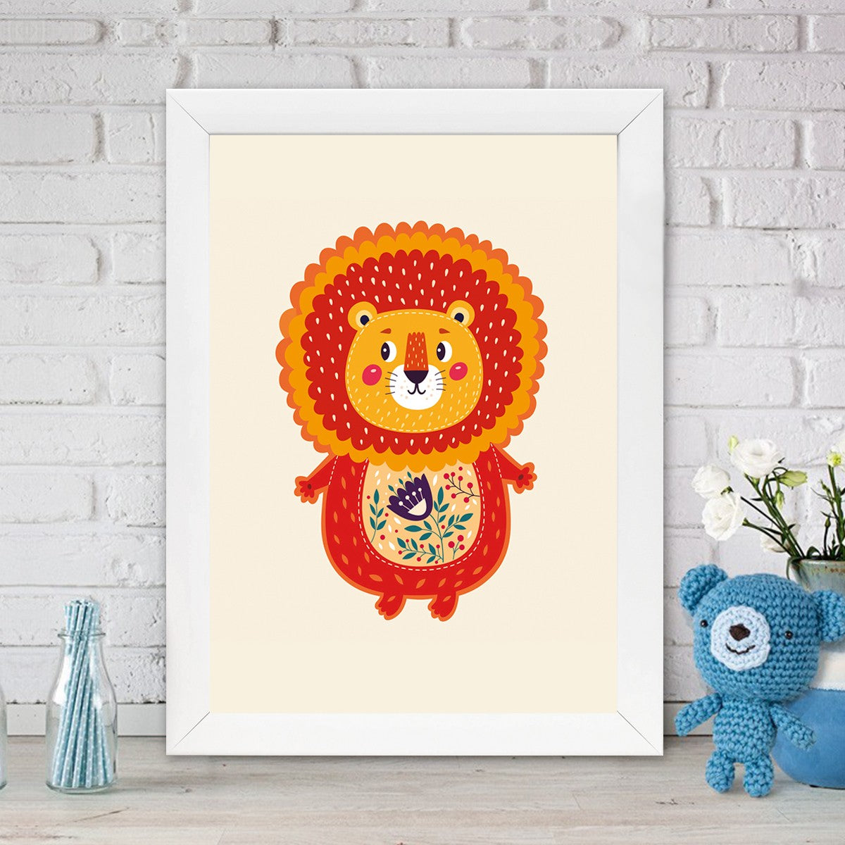 Quadro Decorativo MDF Emoldurado - Arte Multicolor 24x29cm com Moldura de Madeira 2cm